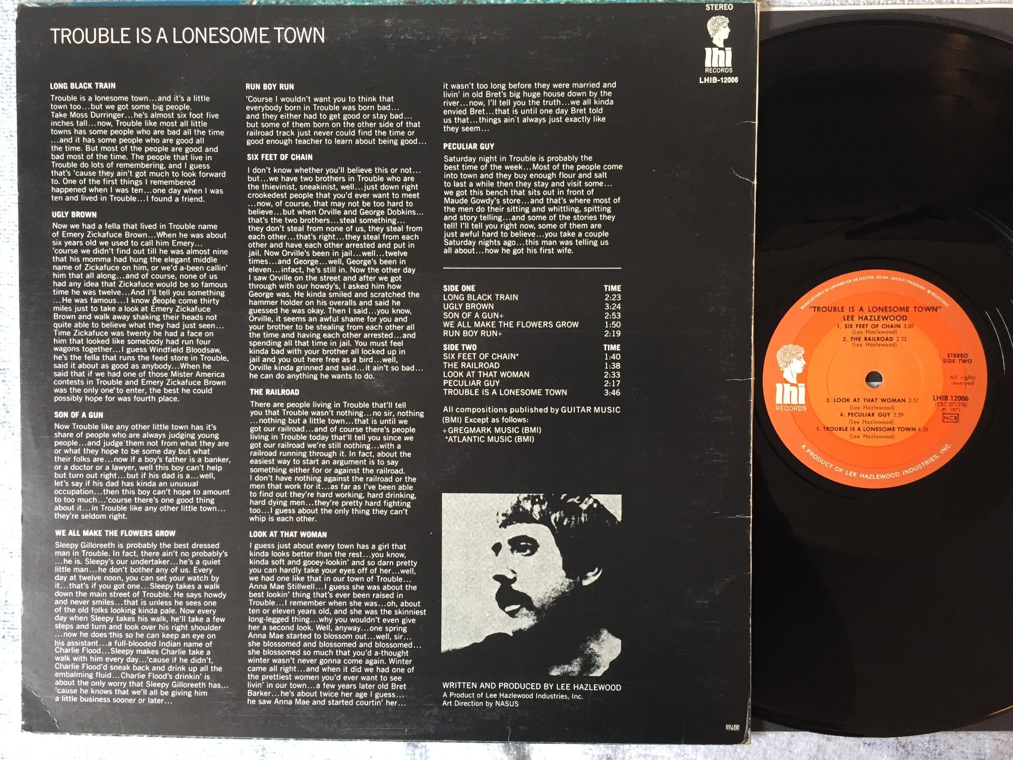 Omslagsbild för skivan LEE HAZLEWOOD trouble is a lonesome town LP -71 Swe IHI LHIB 12006