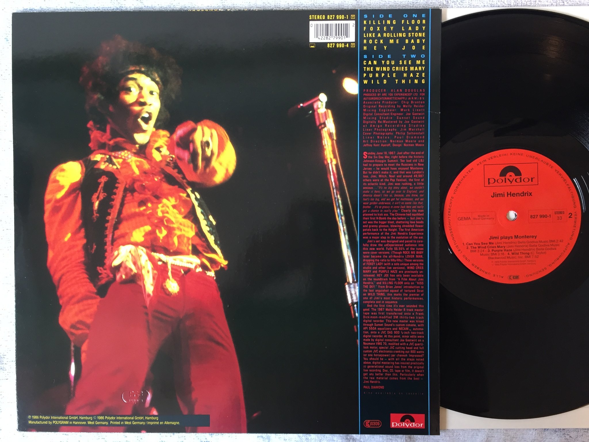 Omslagsbild för skivan JIMI HENDRIX Jimi plays Monterey LP Ger POLYDOR 827 990-1