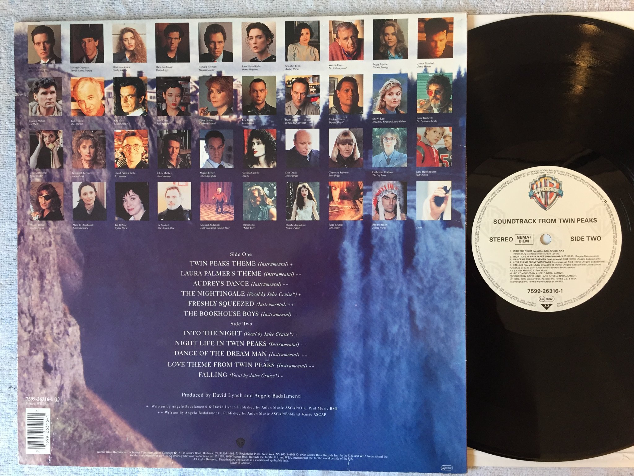 Omslagsbild för skivan ANGELO BADALAMENTI twin peaks LP -90 Ger WARNER BROS 7599-26316-1 