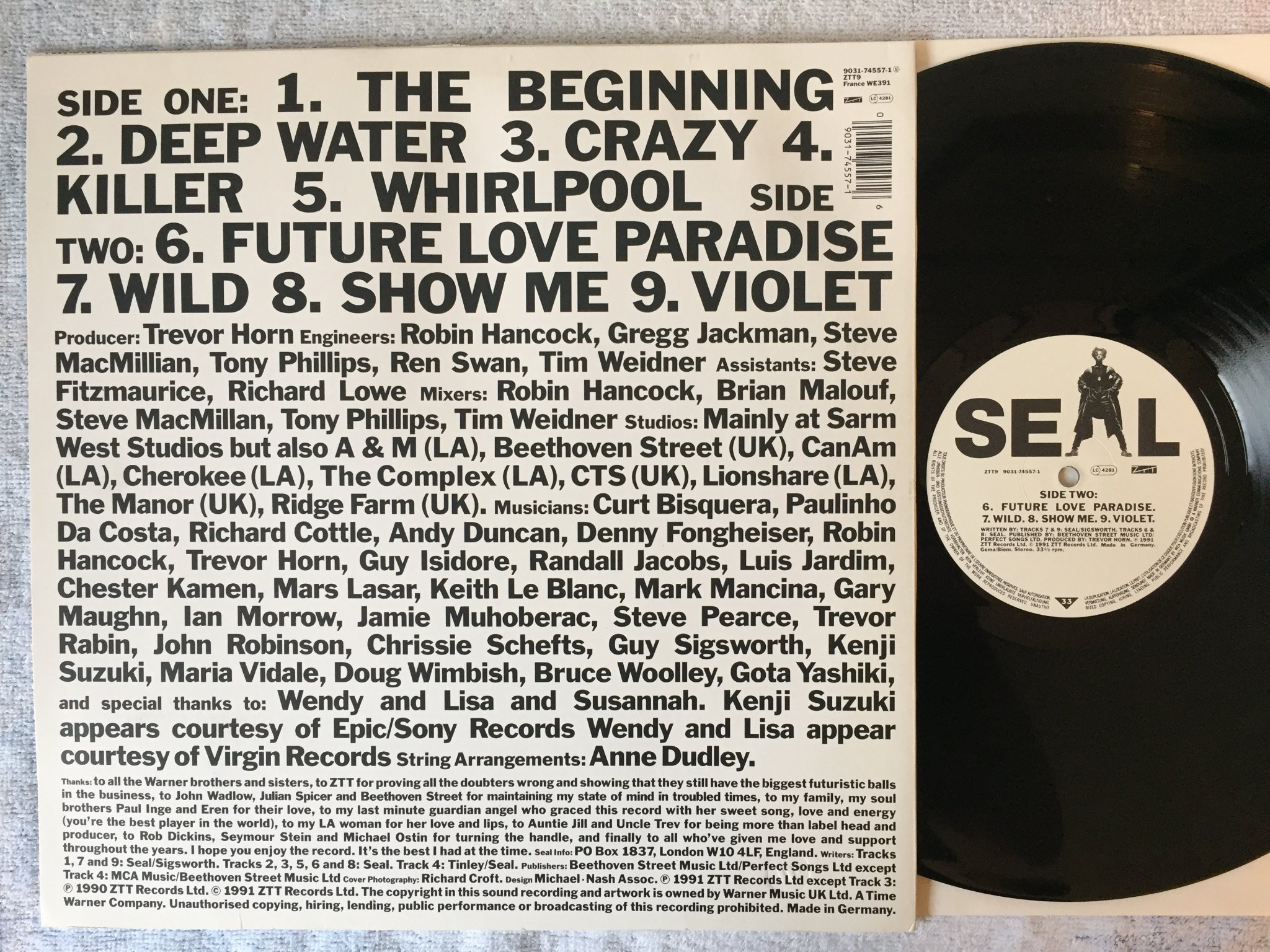 Omslagsbild för skivan SEAL s/t LP -91 Ger ZZT9 9031-74557-1