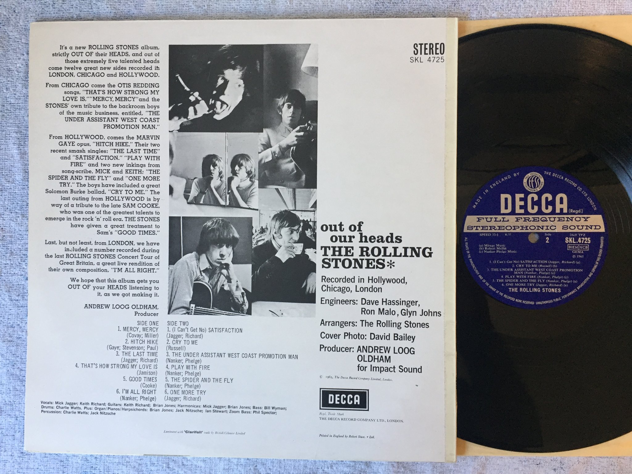 Omslagsbild för skivan ROLLING STONES out of our heads LP -65 UK DECCA SKL 4725