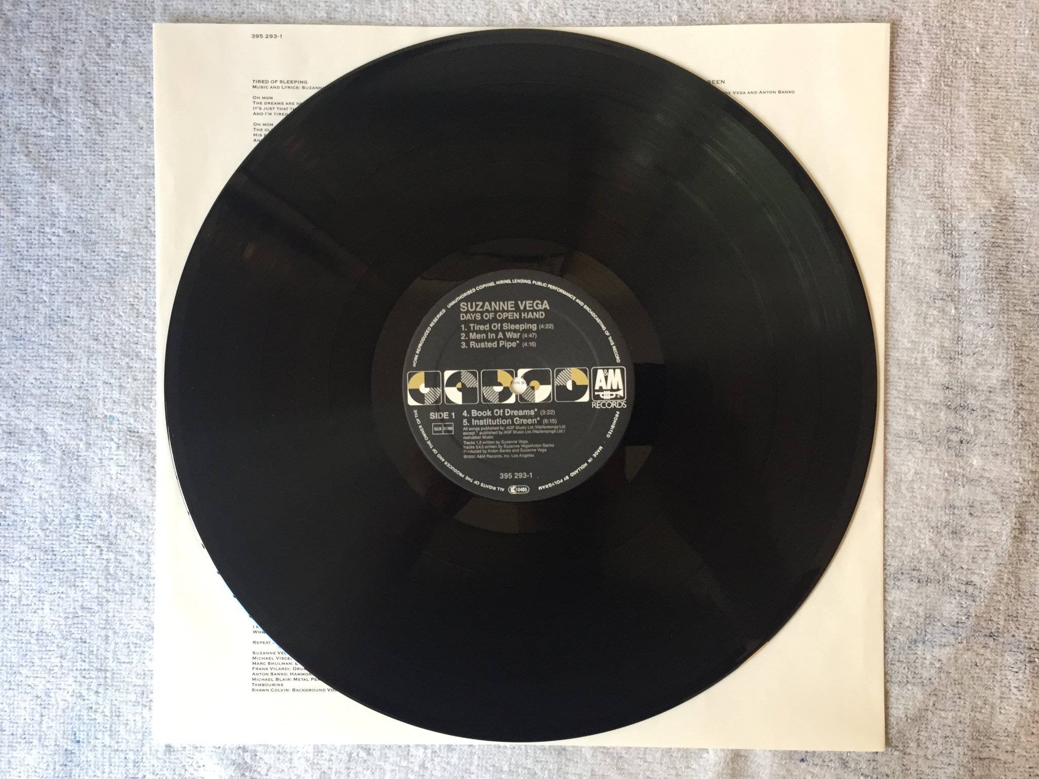 Omslagsbild för skivan SUZANNE VEGA days of open hand LP -90 A&M 395 293-1