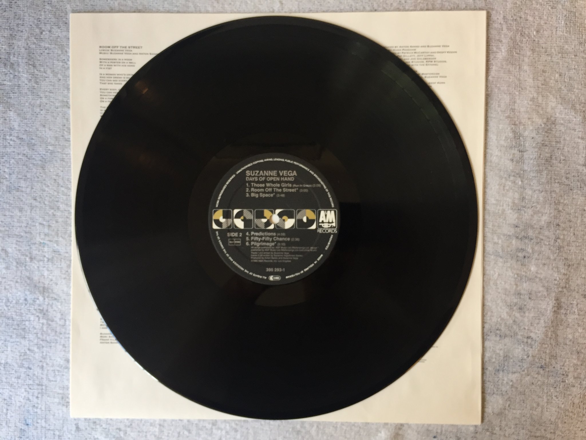 Omslagsbild för skivan SUZANNE VEGA days of open hand LP -90 A&M 395 293-1