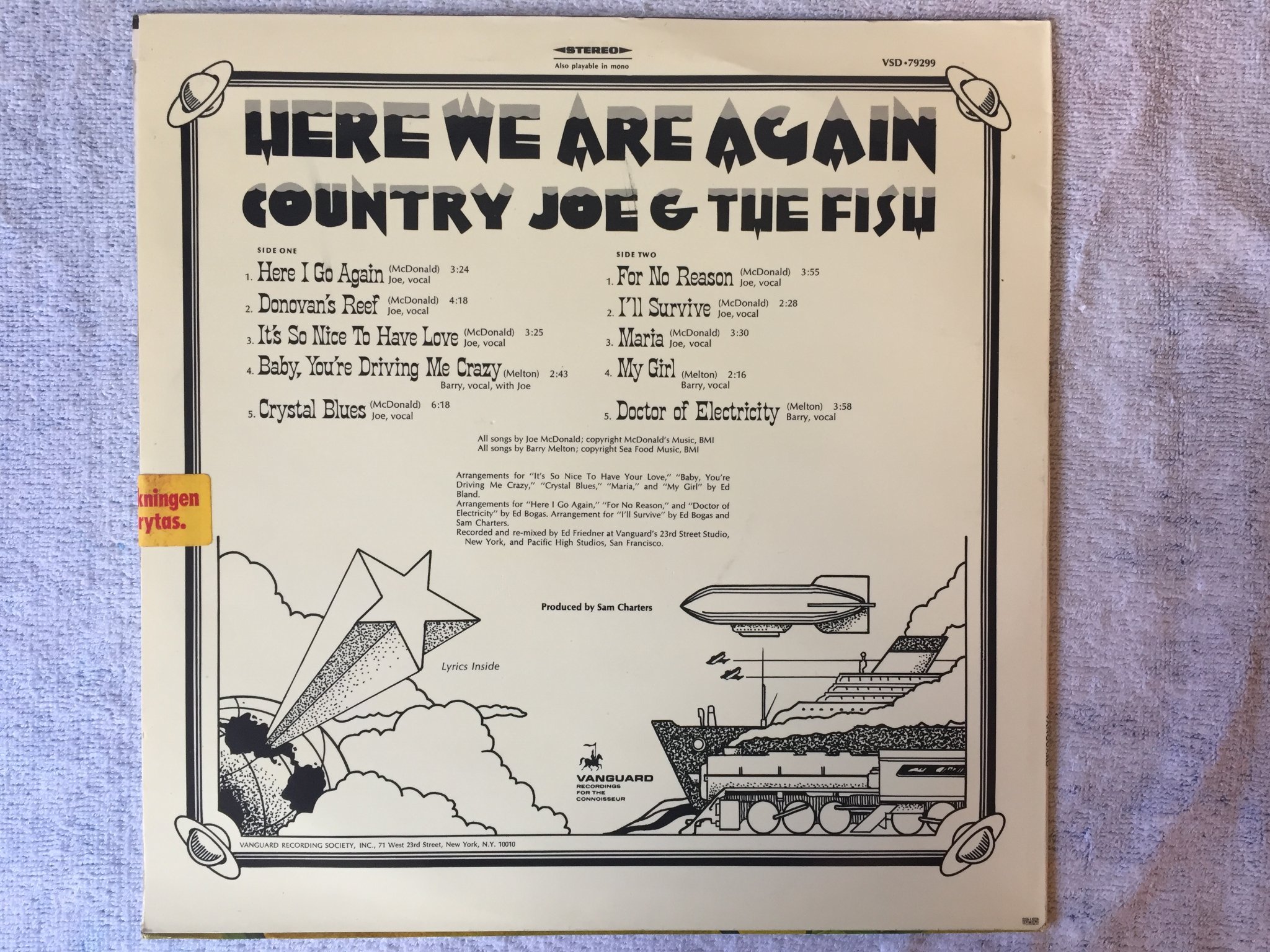 Omslagsbild för skivan COUNTRY JOE & THE FISH here we are again LP -69 Swe VANGUARD VSD-79299 