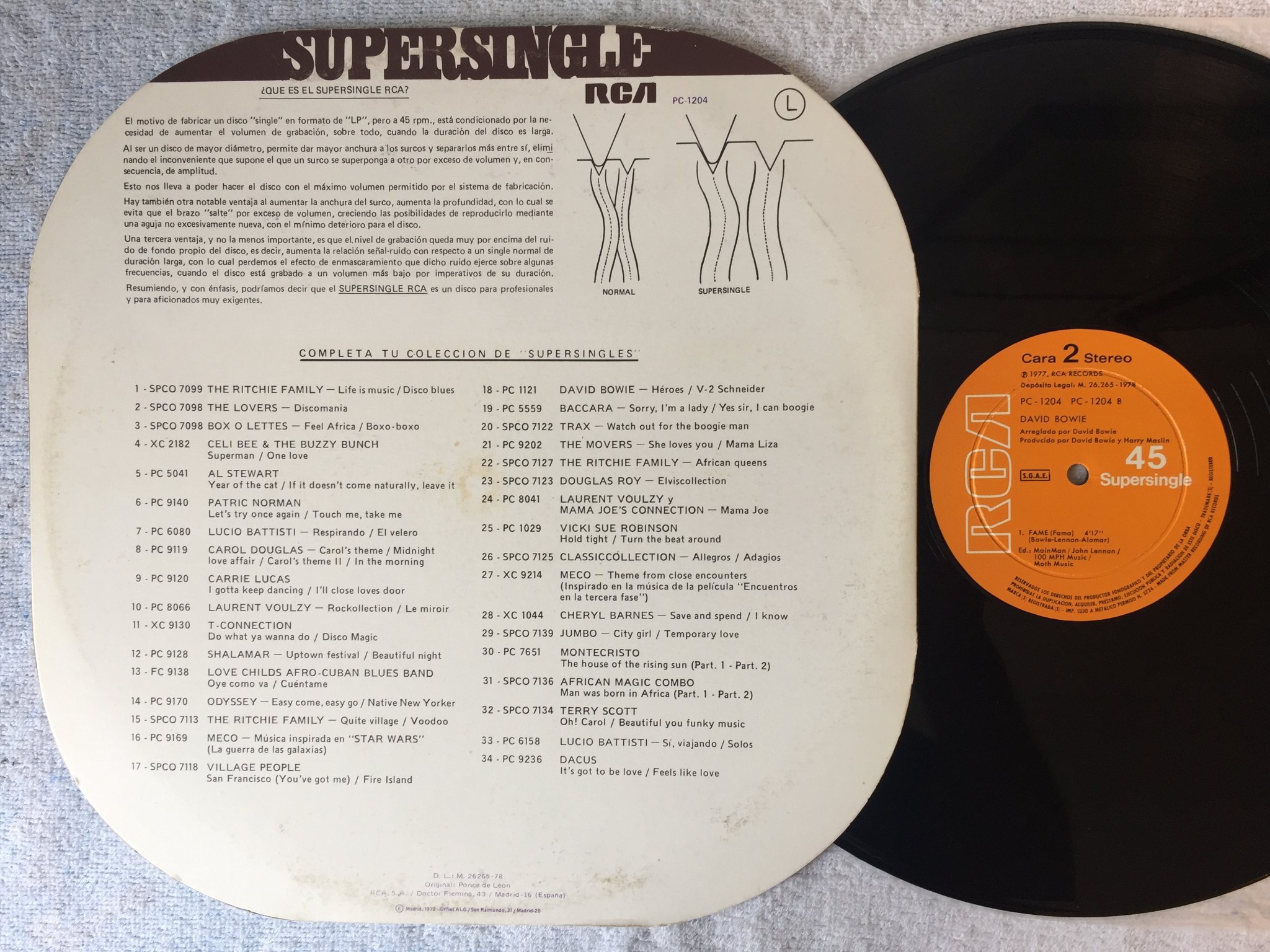 Omslagsbild för skivan DAVID BOWIE beauty and the beast 12"single Spain RCA PC-1204  