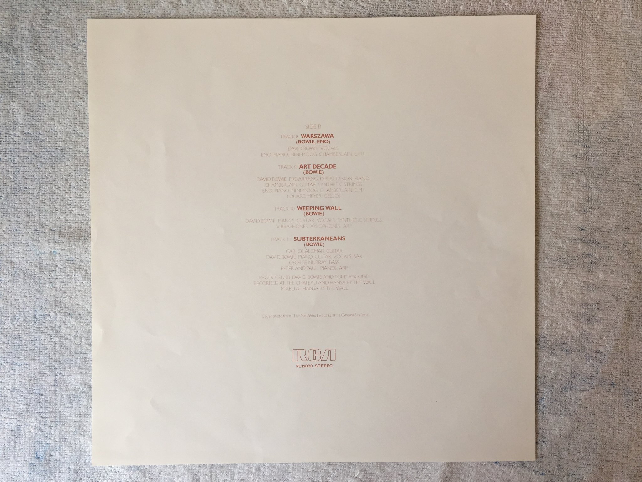 Omslagsbild för skivan DAVID BOWIE low LP -77 UK RCA PL 12030 