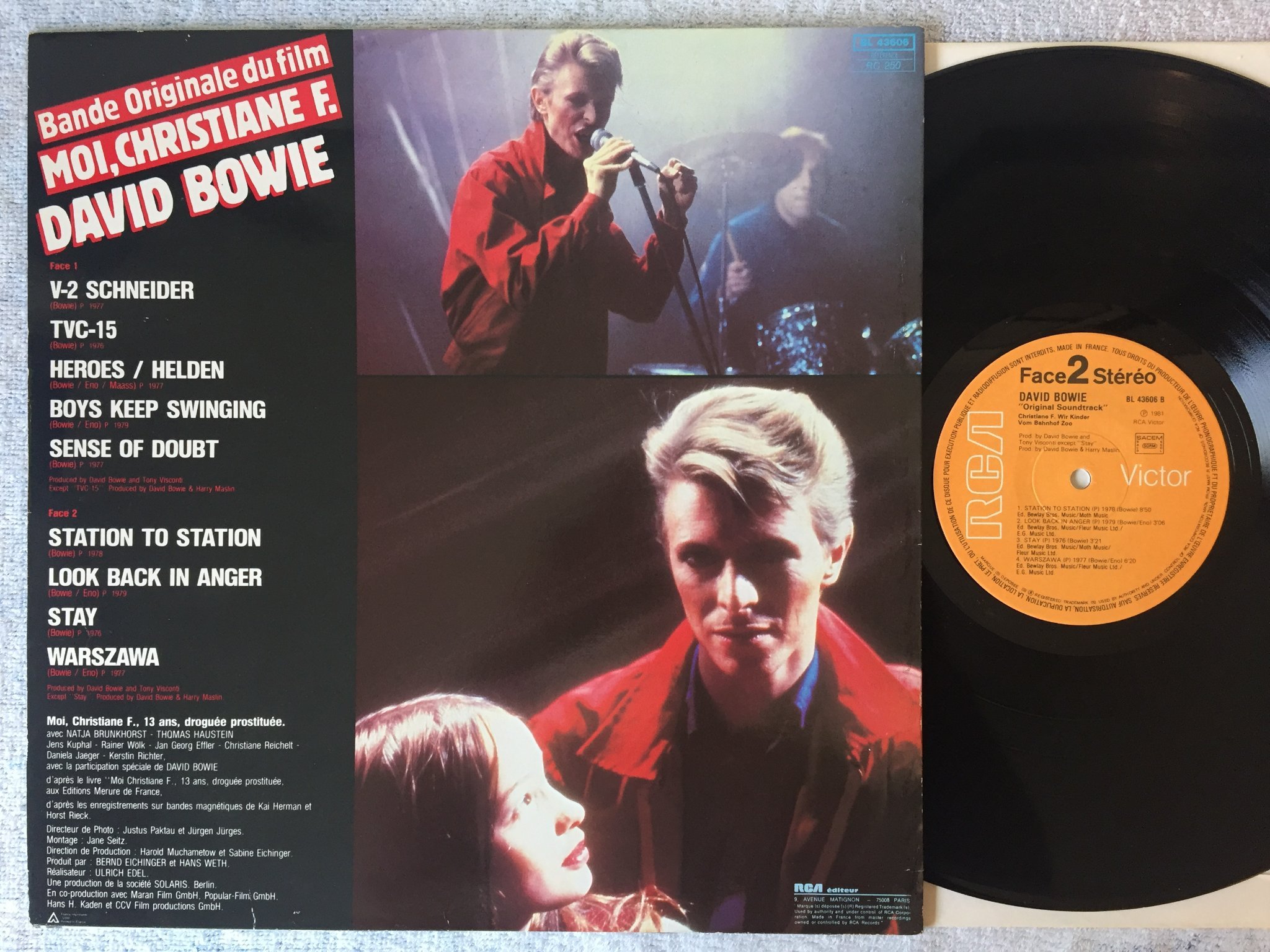 Omslagsbild för skivan DAVID BOWIE moi, christiane f. LP -81 France RCA BL 43606