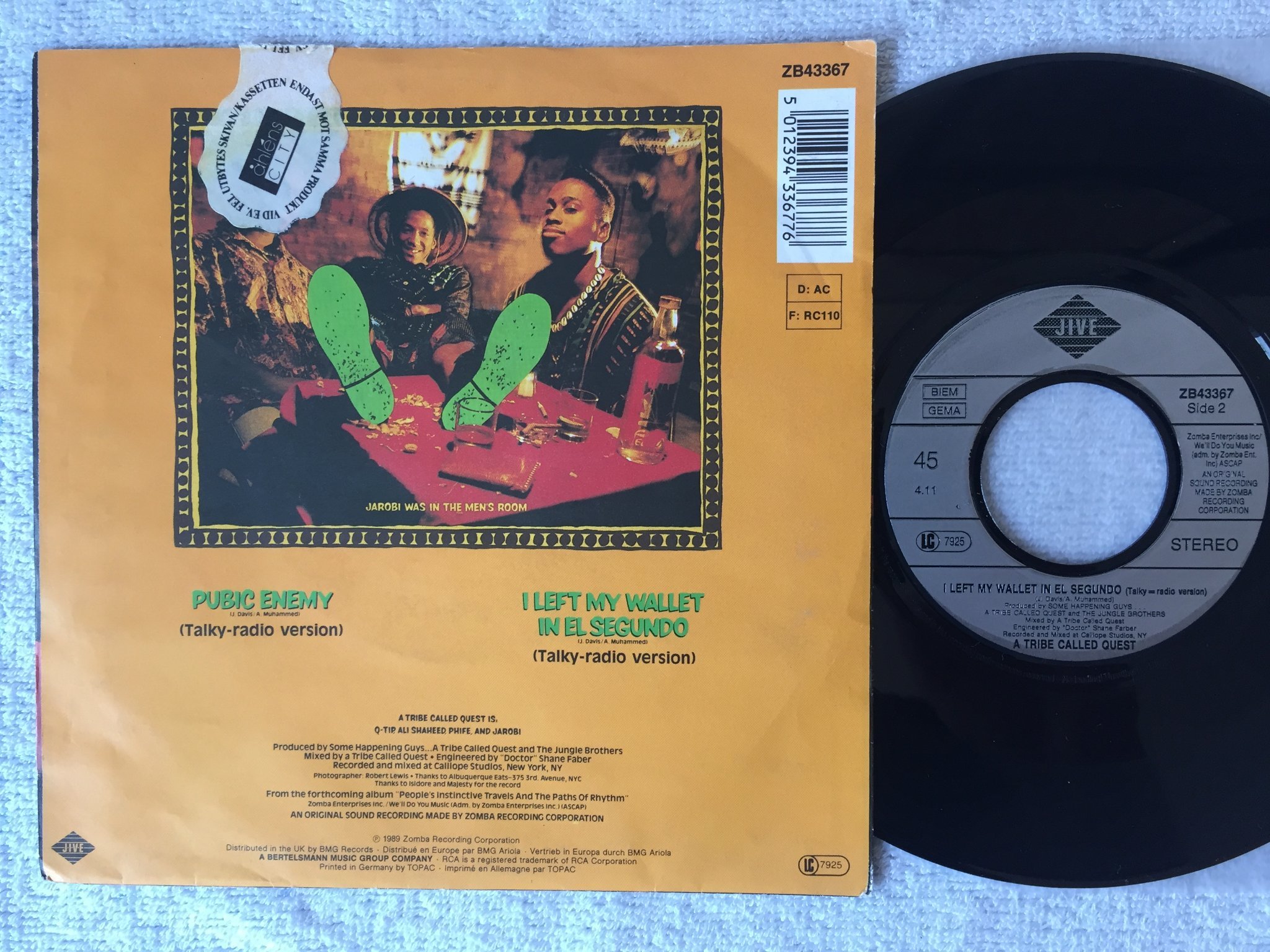 Omslagsbild för skivan A TRIBE CALLED QUEST I left my wallet in el Segundo 7"single JIVE ZB43367