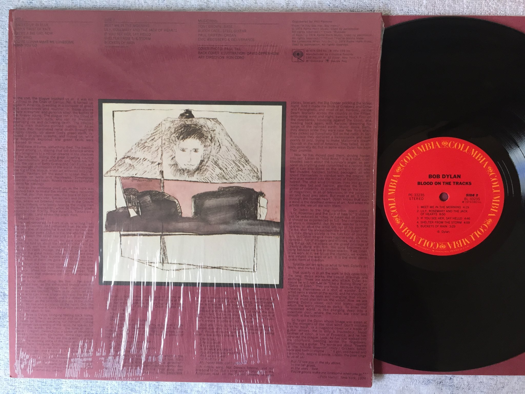 Omslagsbild för skivan BOB DYLAN blood on the tracks LP -74 US COLUMBIA PC 33235