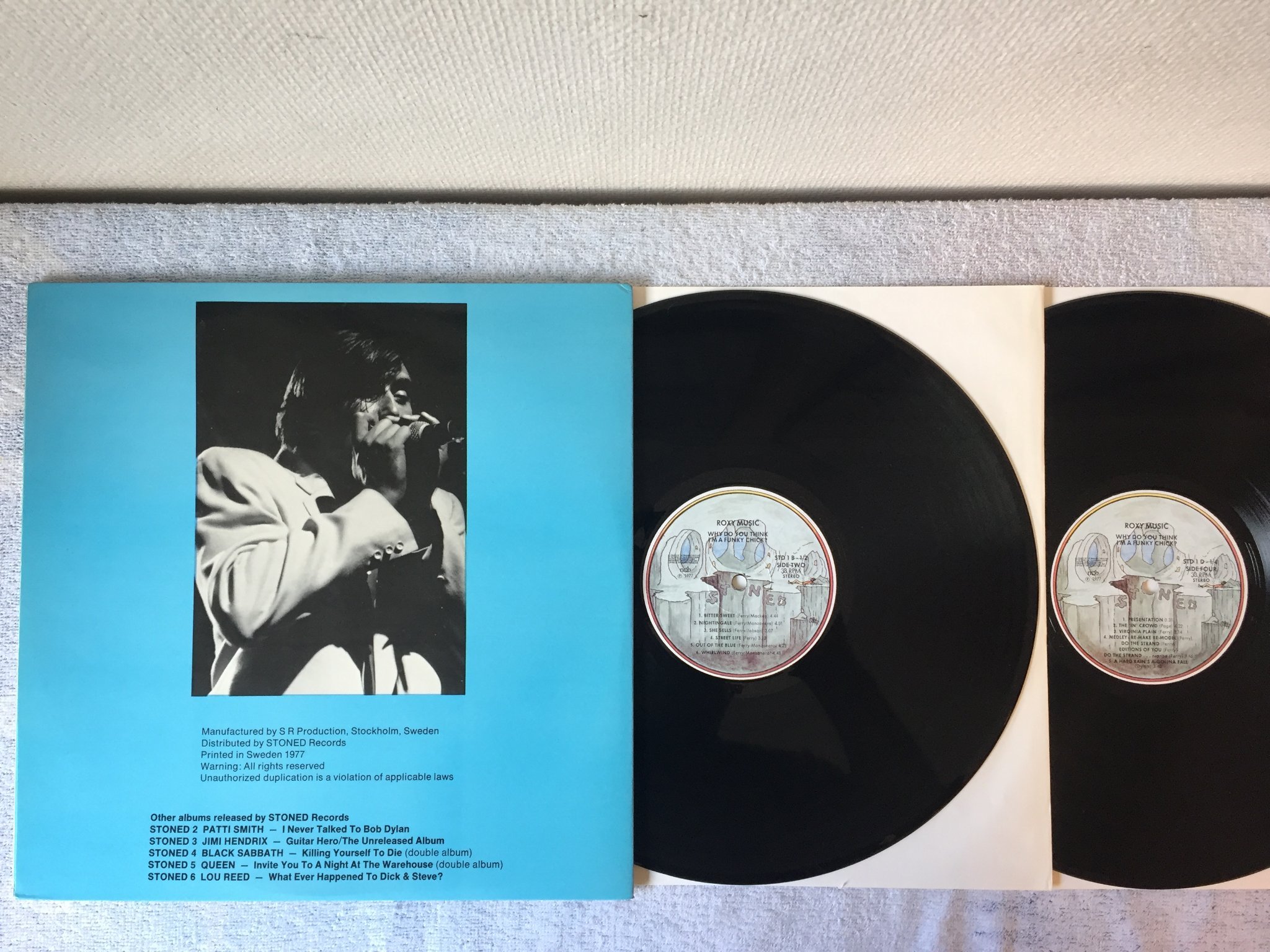 Omslagsbild för skivan ROXY MUSIC why do you think I'm a funky chick? 2xLP STONED STD 1/3