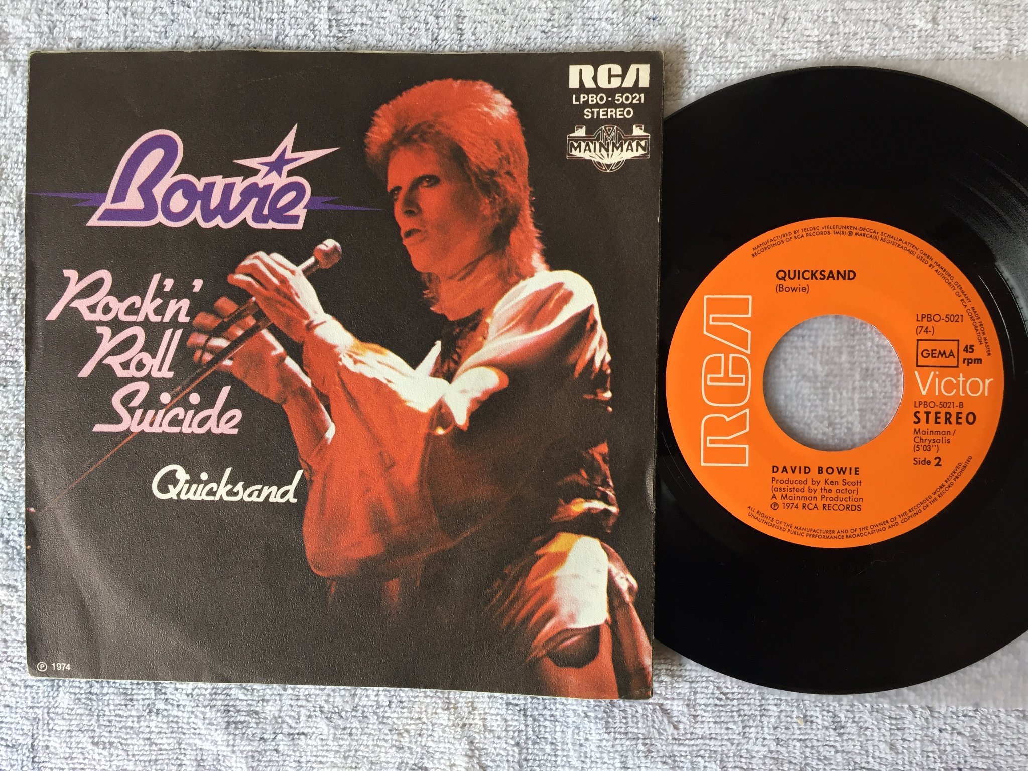 Omslagsbild för skivan DAVID BOWIE rock n' roll suicide 7"single Ger RCA LPBO-5021