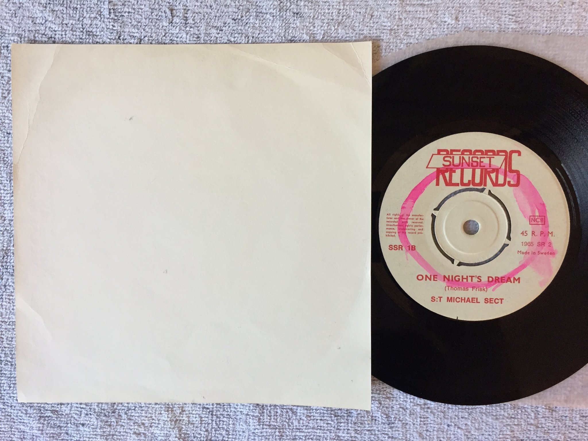 Omslagsbild för skivan S:T MICHAEL SECT road runner 7"single SUNSET RECORDS SSR 1 rare!!