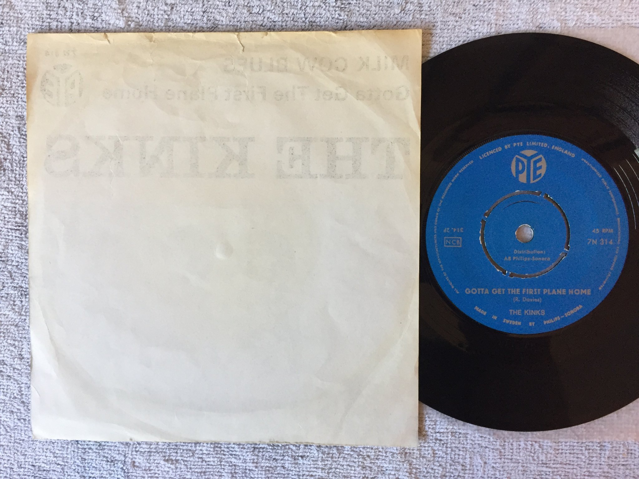 Omslagsbild för skivan THE KINKS milk cow blues 7"single Swe PYE 7N 314