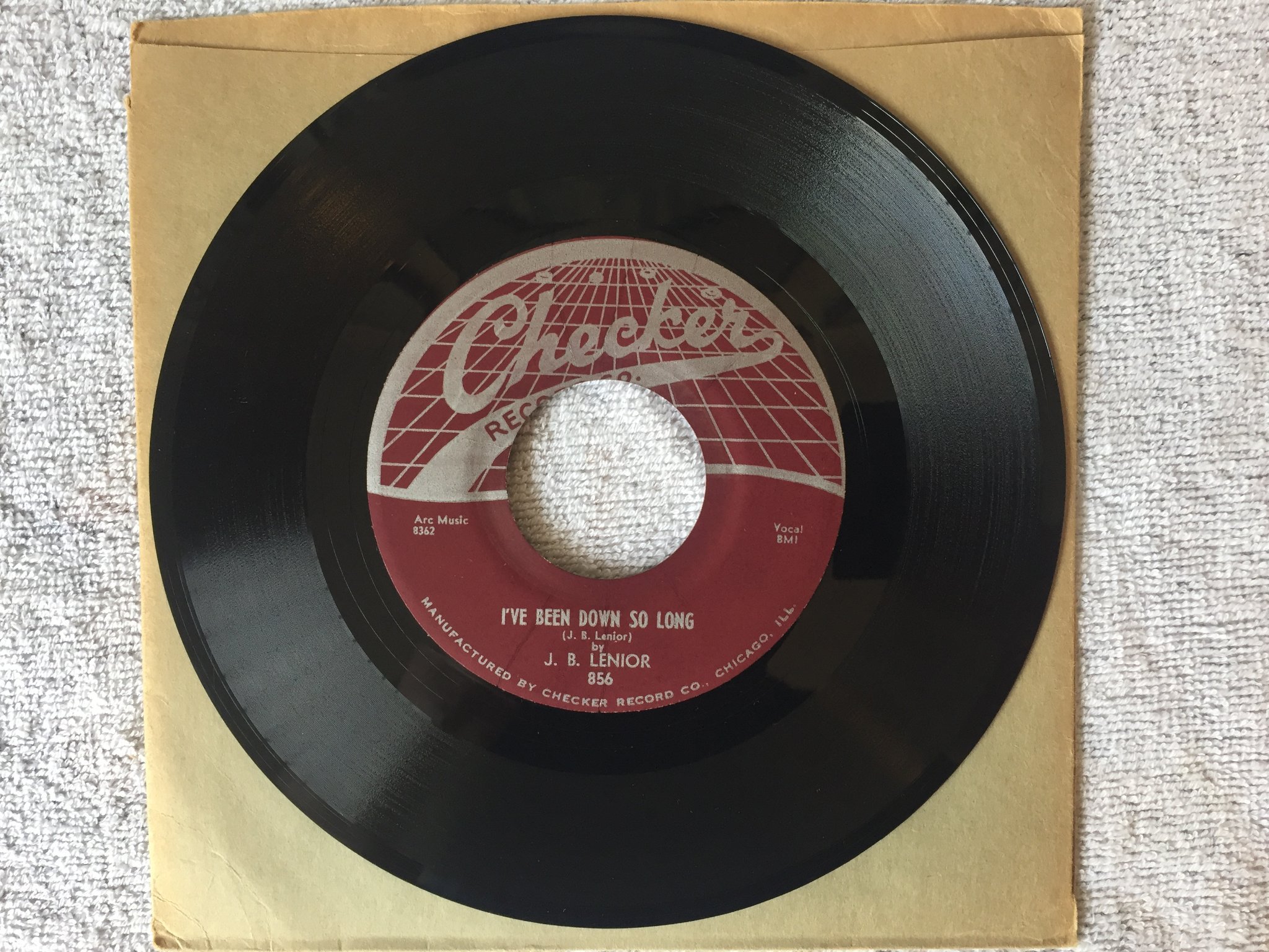 Omslagsbild för skivan J.B. LENOIR Don't Touch My Head 7"single US CHECKER 856 Chicago blues