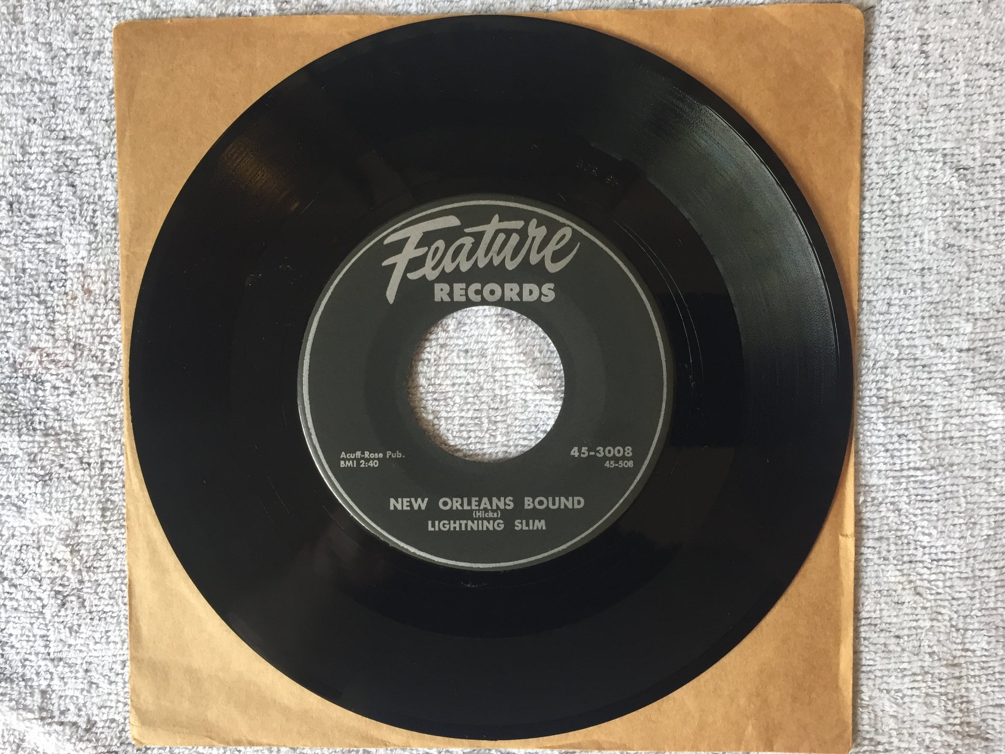 Omslagsbild för skivan LIGHTNING SLIM I Can't Live Happy 7" US FEATURE 45-3008 mega rare blues 
