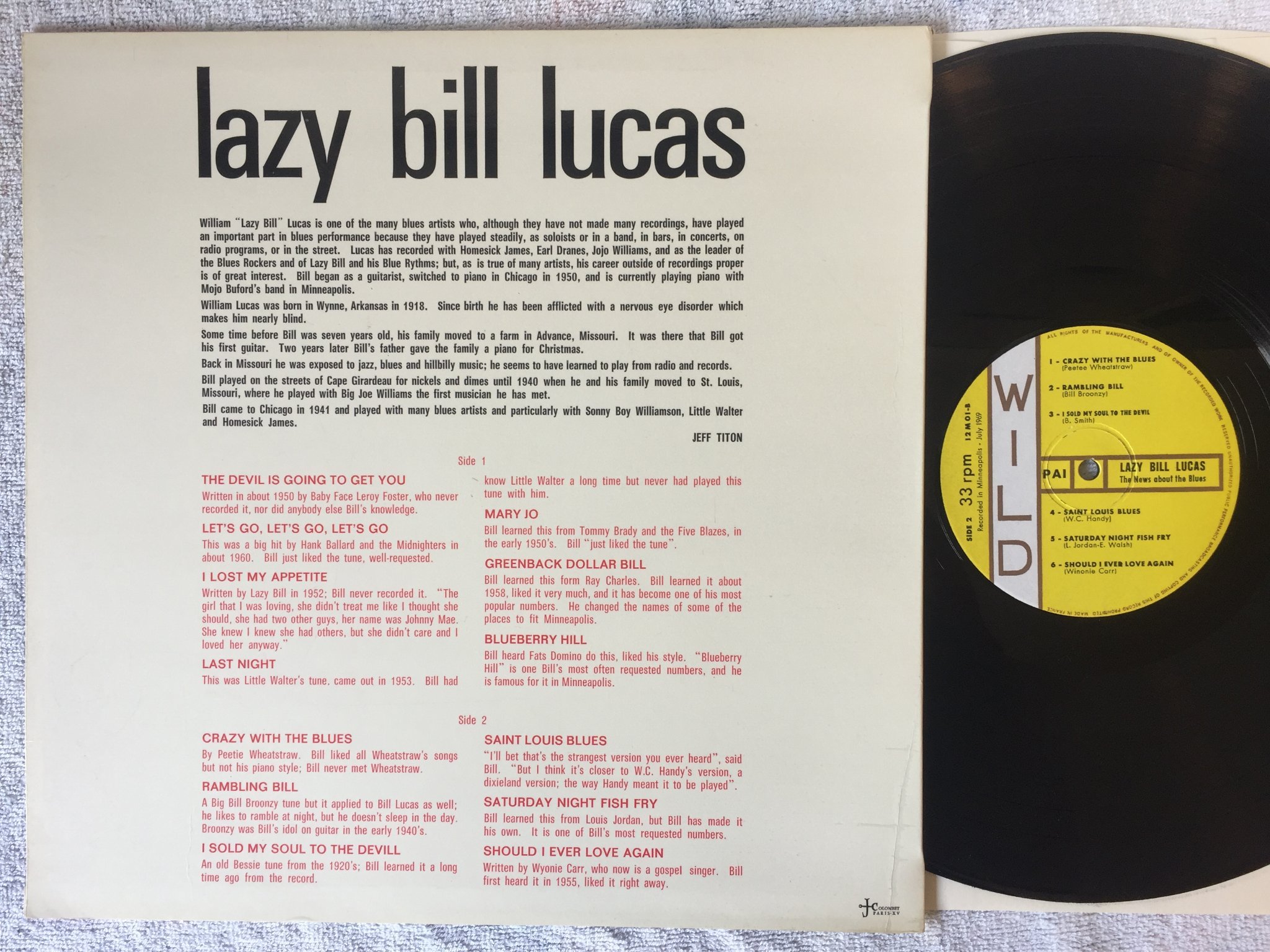 Omslagsbild för skivan LAZY BILL LUCAS the news about the blues LP -69 Fra WILD 12M01  