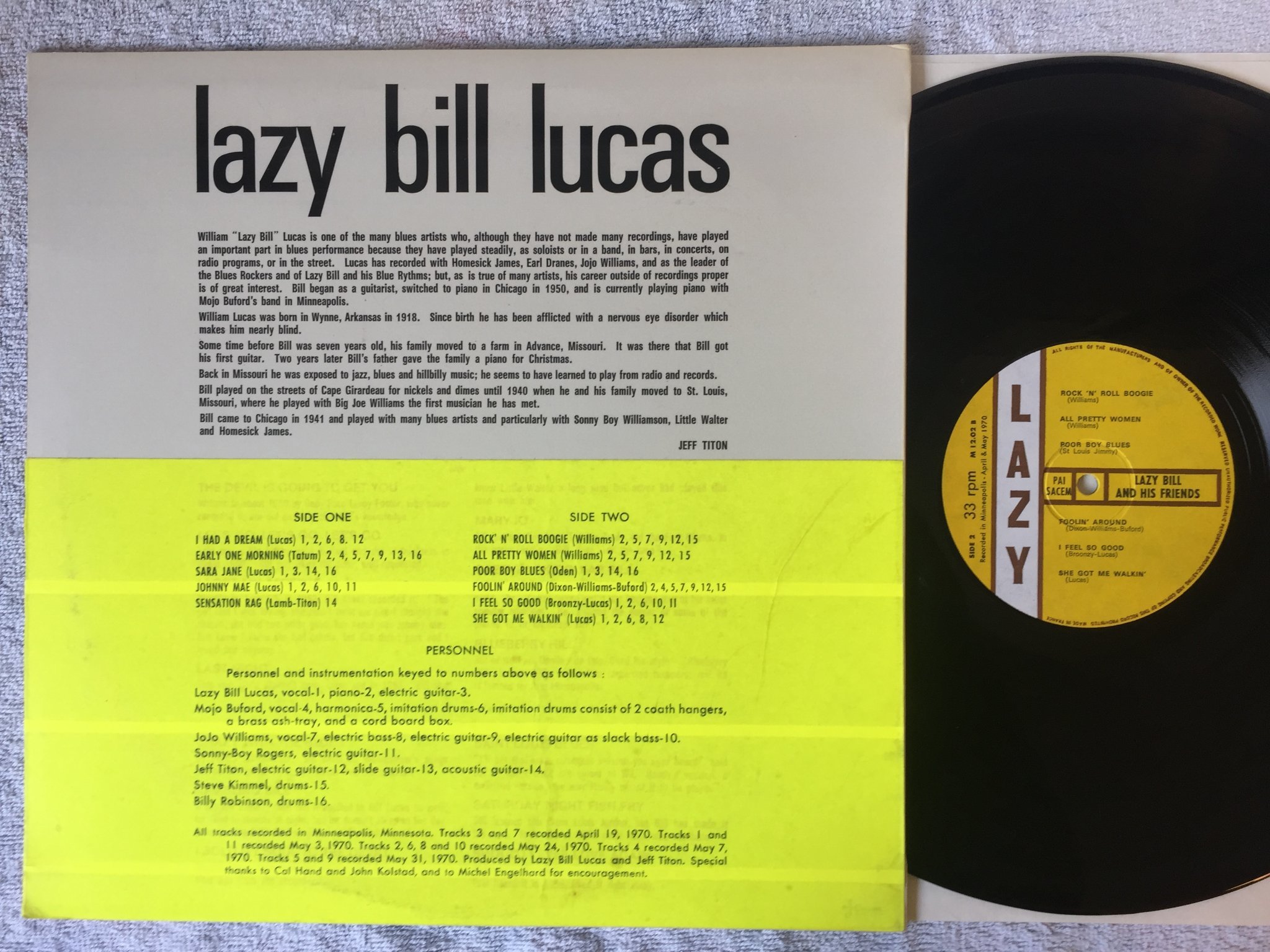Omslagsbild för skivan LAZY BILL & HIS FRIENDS s/t LP -70 Fra LAZY 12M02