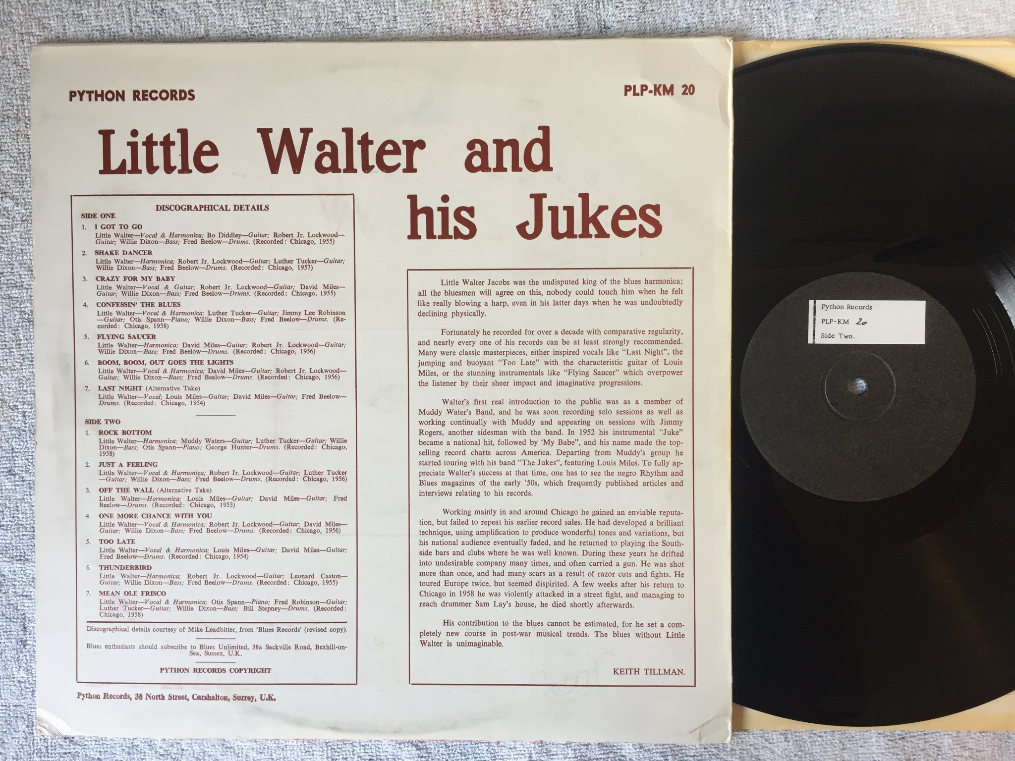 Omslagsbild för skivan LITTLE WALTER & HIS JUKES s/t LP -71 UK PYTHON PLP KM 20 mega rare blues