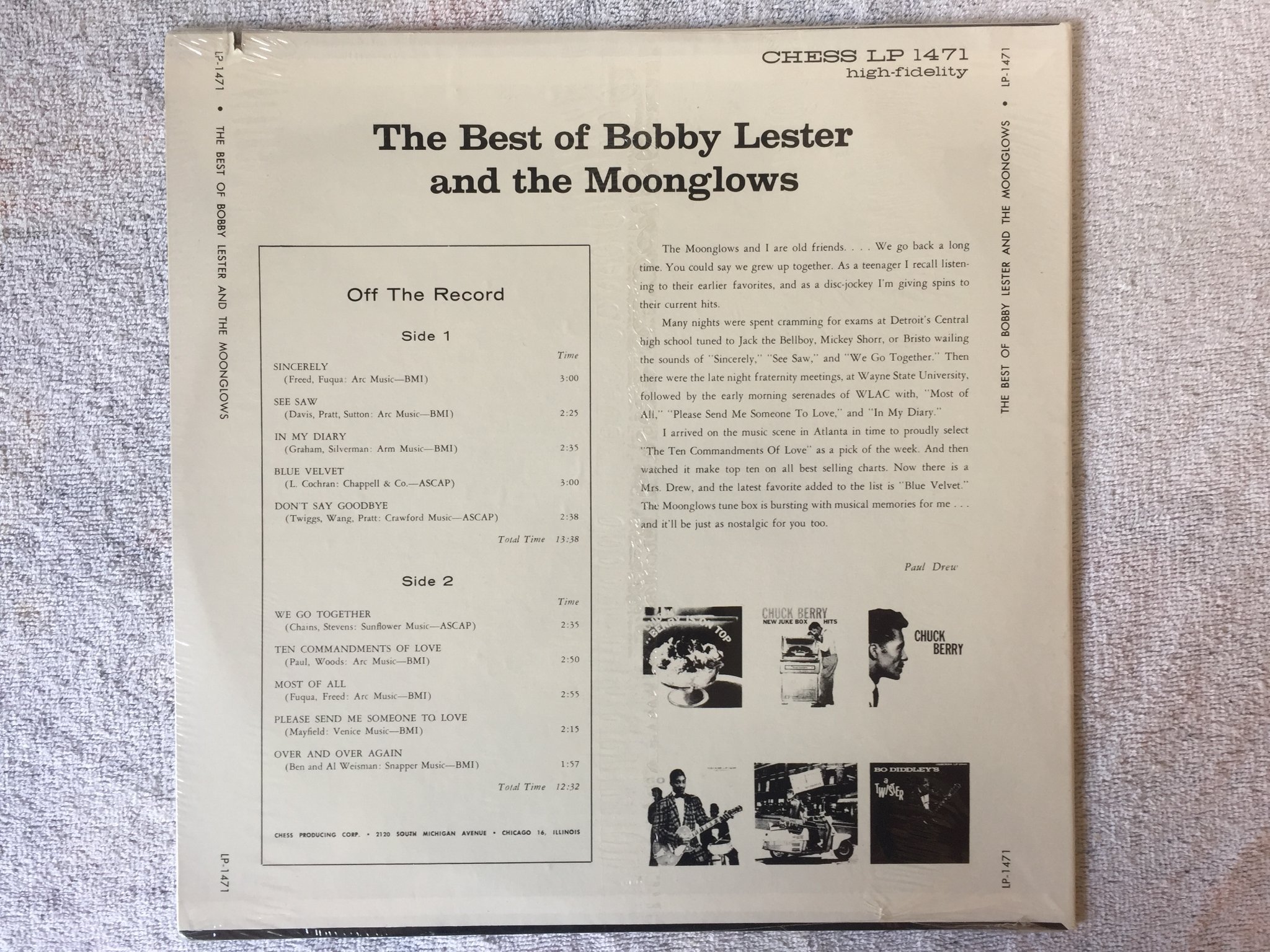 Omslagsbild för skivan BOBBY LESTER & THE MOONGLOWS the best of LP re CHESS LP 1471 still sealed