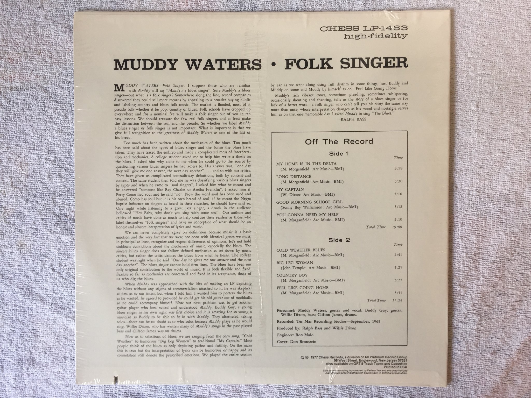 Omslagsbild för skivan MUDDY WATERS folk singer LP US CHESS LP 1483 still sealed MEGA RARE ! ! !