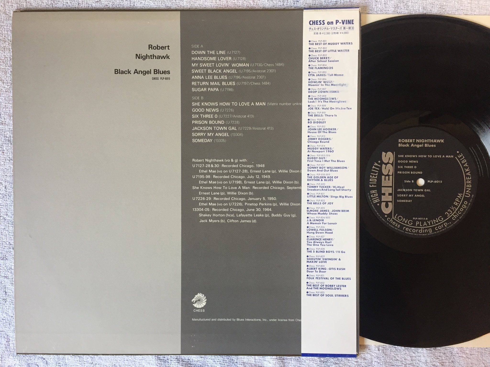 Omslagsbild för skivan ROBERT NIGHTHAWK black angel blues LP Japan P-VINE SPECIAL PLP-6015 