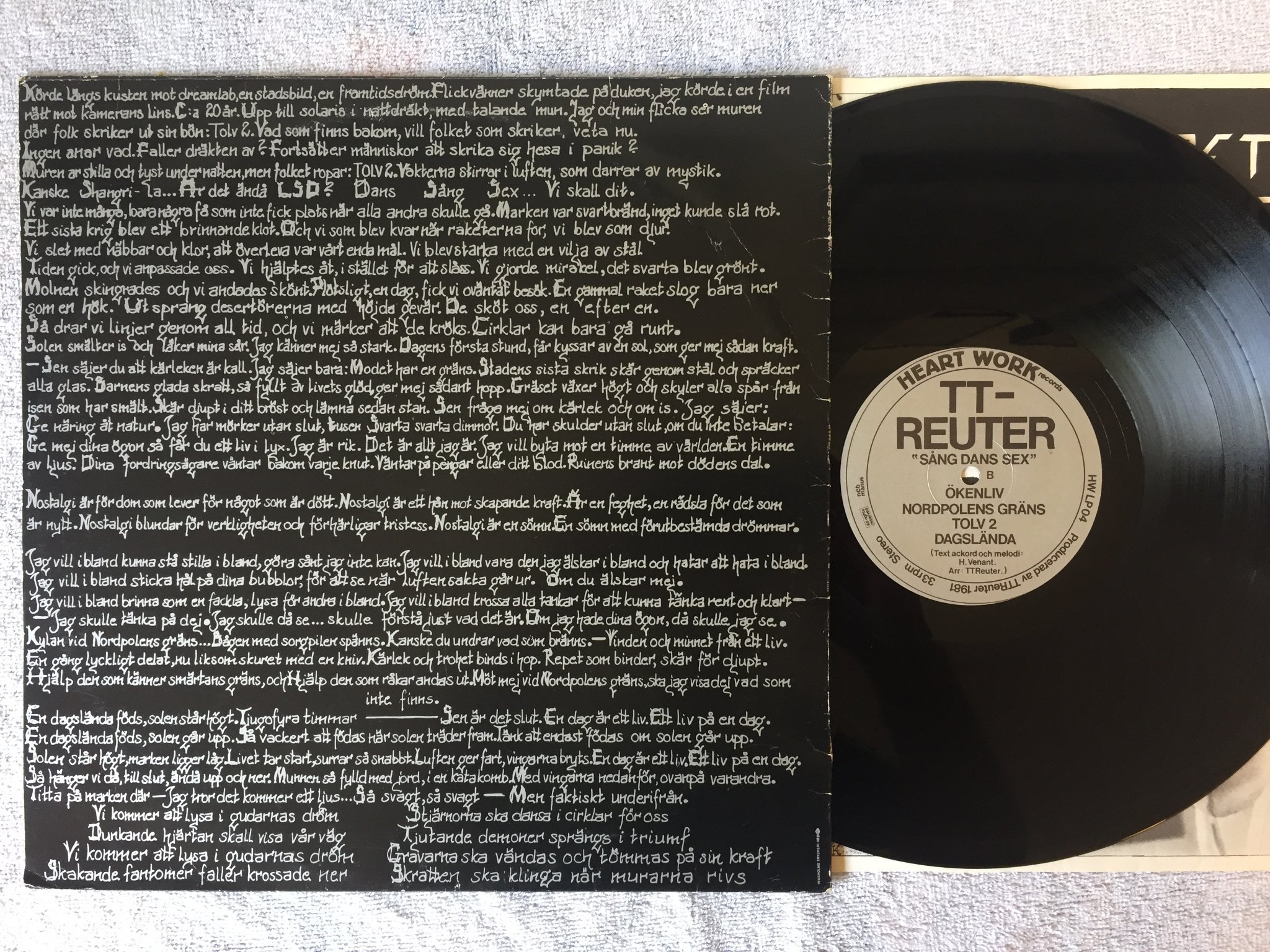 Omslagsbild för skivan TT REUTER sång dans sex LP -81 Swe HNEARTWORK HWLP 04 rare!