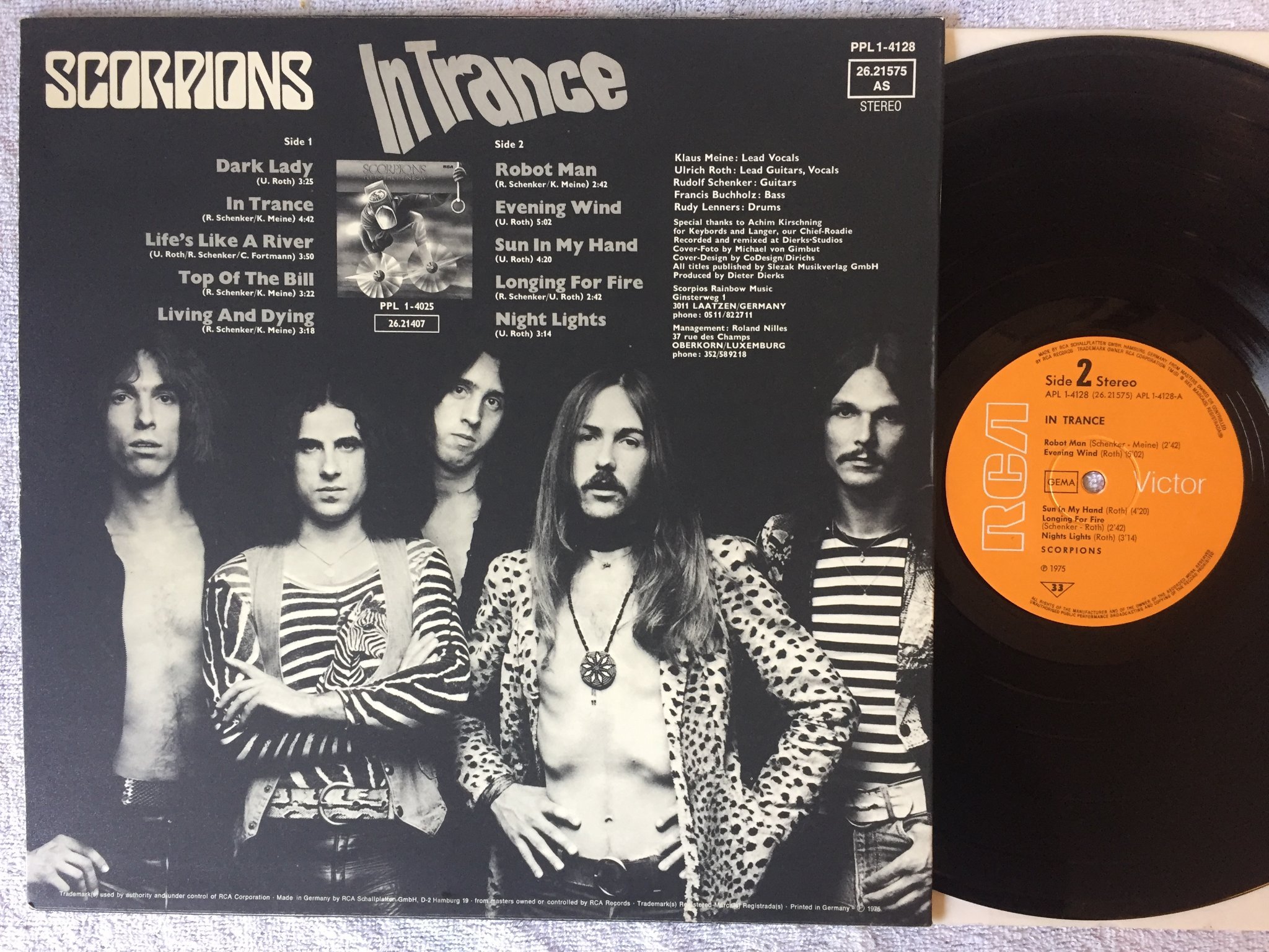 Omslagsbild för skivan SCORPIONS in trance LP -75 Ger RCA APL1-4128 EXC / EXC RARE!!!