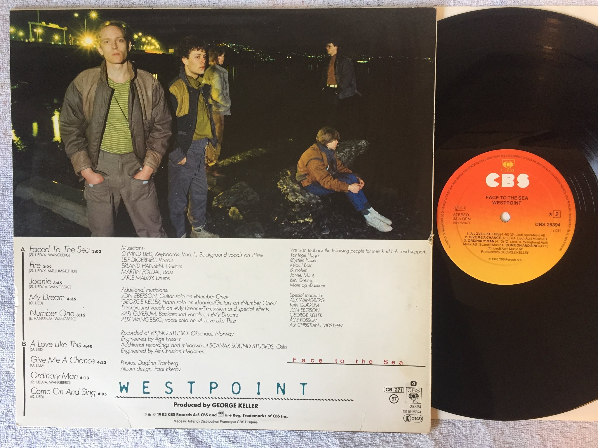 Omslagsbild för skivan WESTPOINT face to the sea LP -83 Hol / Norway?  CBS 25394  