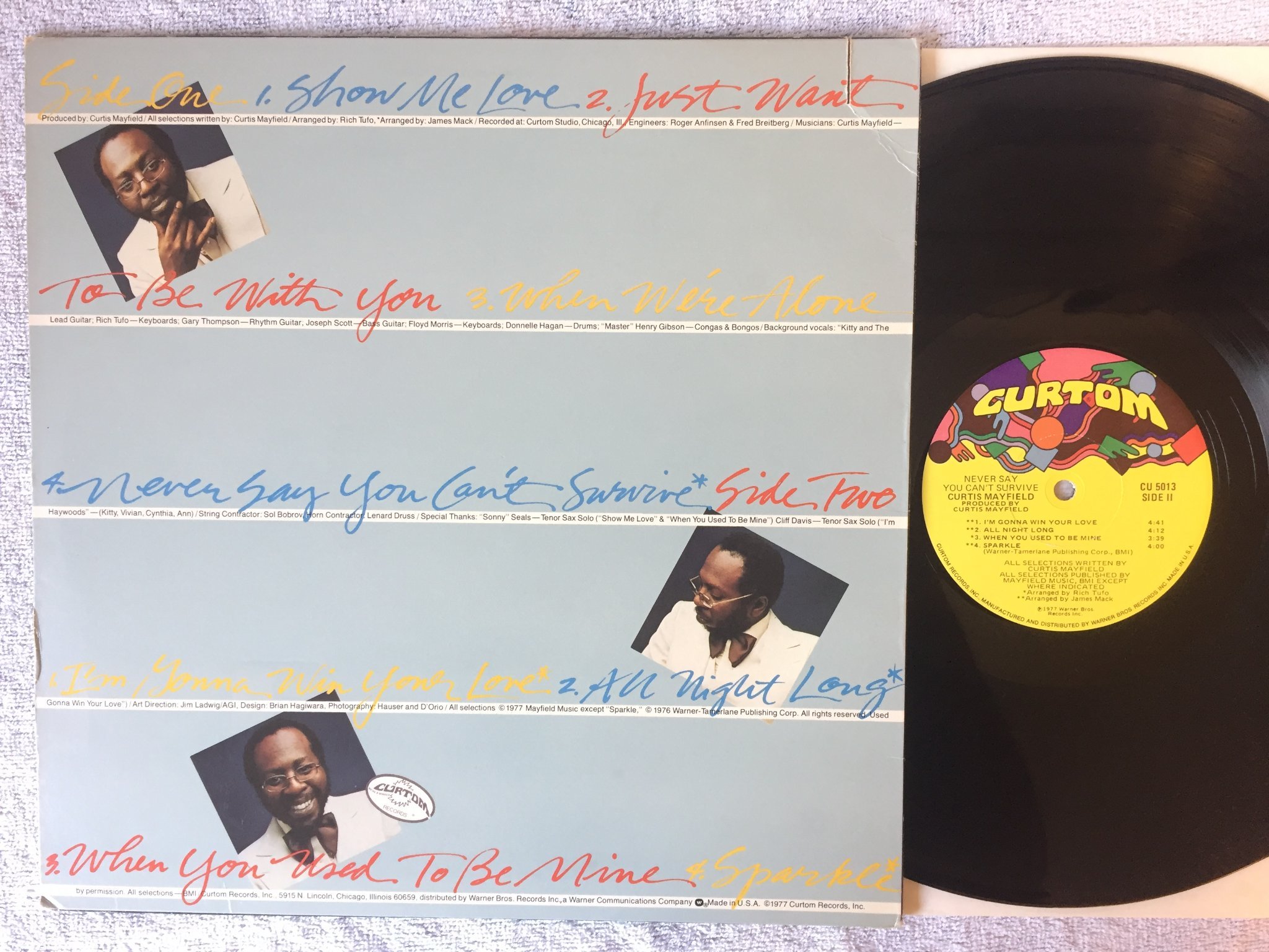 Omslagsbild för skivan CURTIS MAYFIELD never say you can't survive LP -77 US CURTOM CU 5013