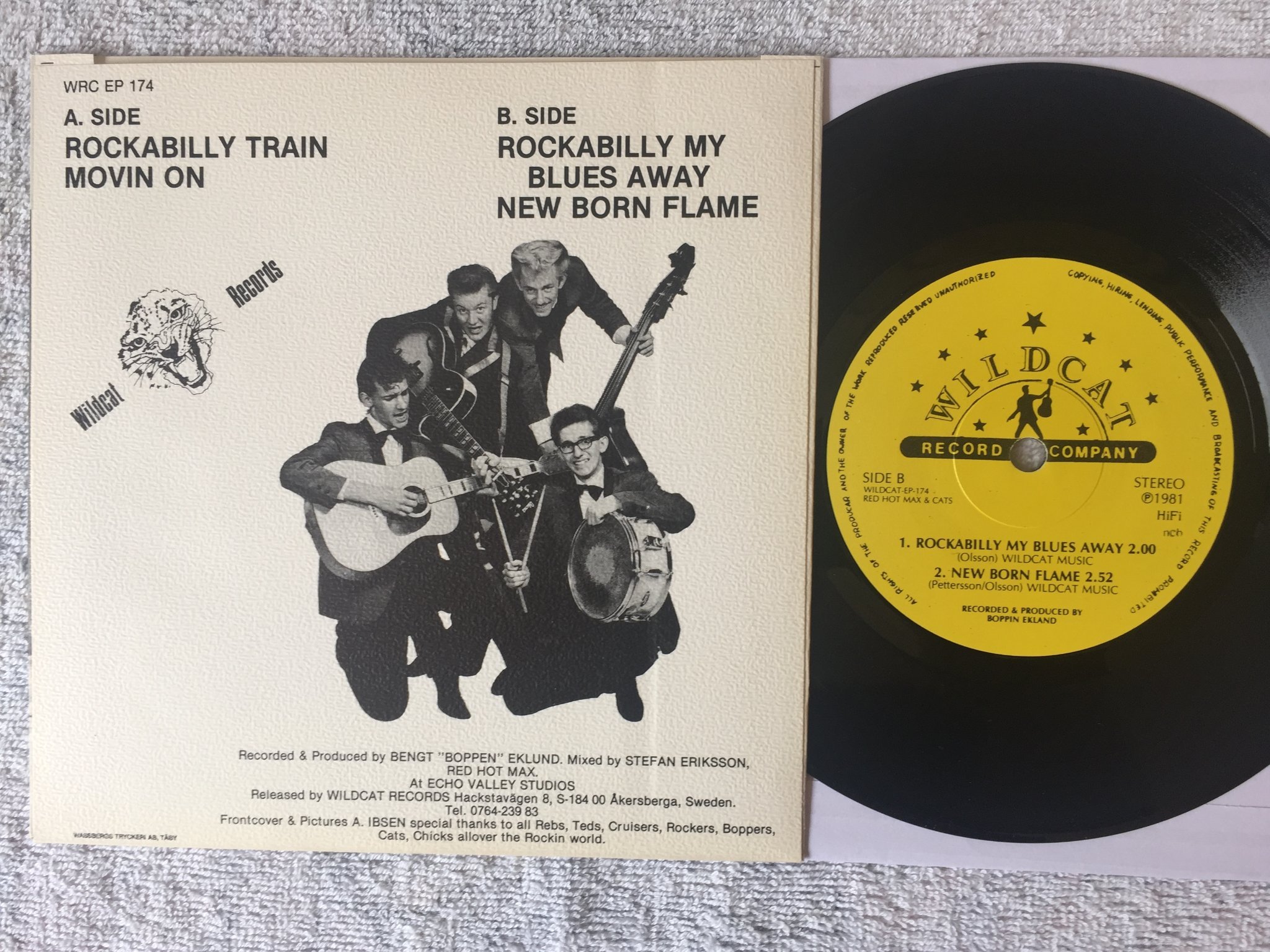 Omslagsbild för skivan RED HOT MAX & HIS CATS rockabilly train 7"ep -81 Swe WRC-EP 174