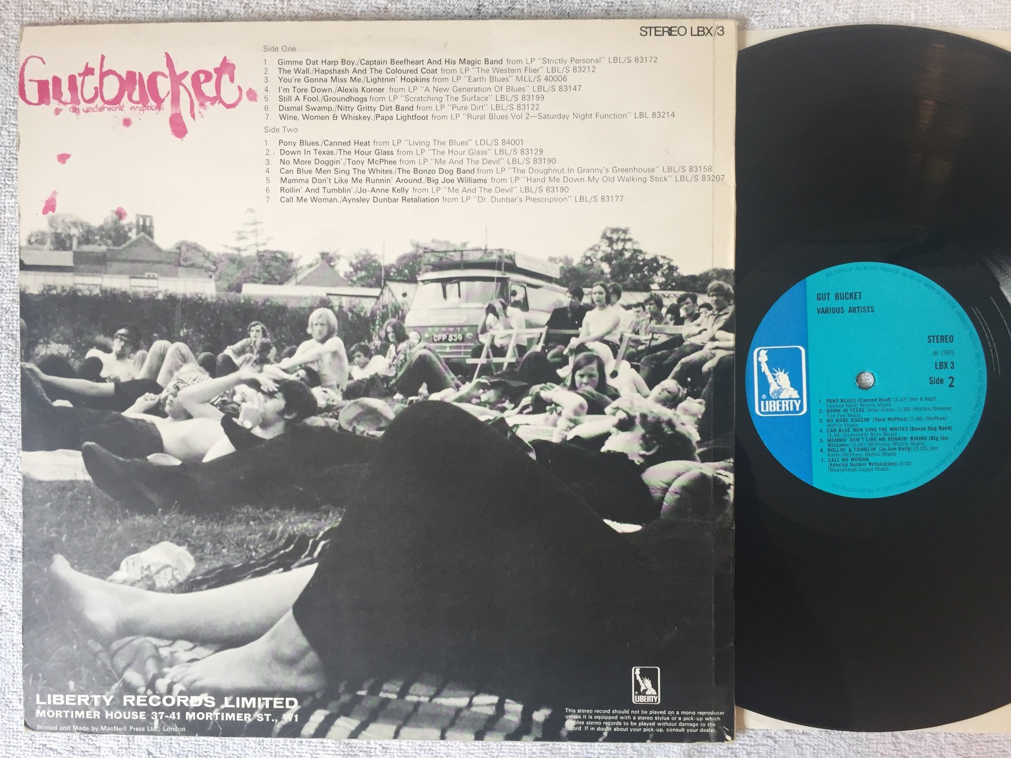 Omslagsbild för skivan V/A GUT BUCKET LP -69 UK liberty lbx 3 BLUES