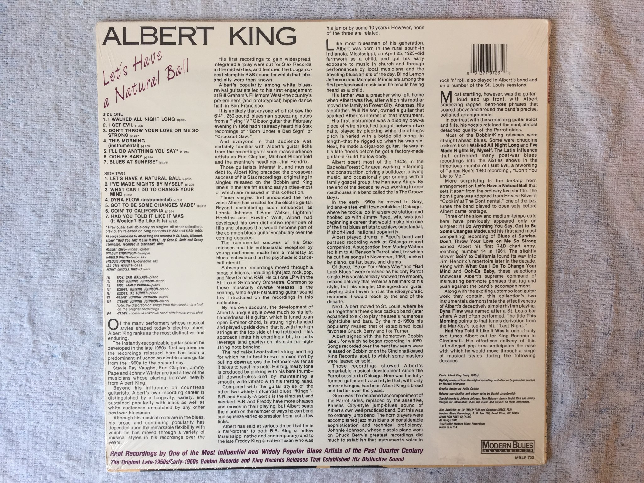 Omslagsbild för skivan ALBERT KING Let's Have A Natural Ball LP -89 US MODERN BLUES MBLP-723 still seal