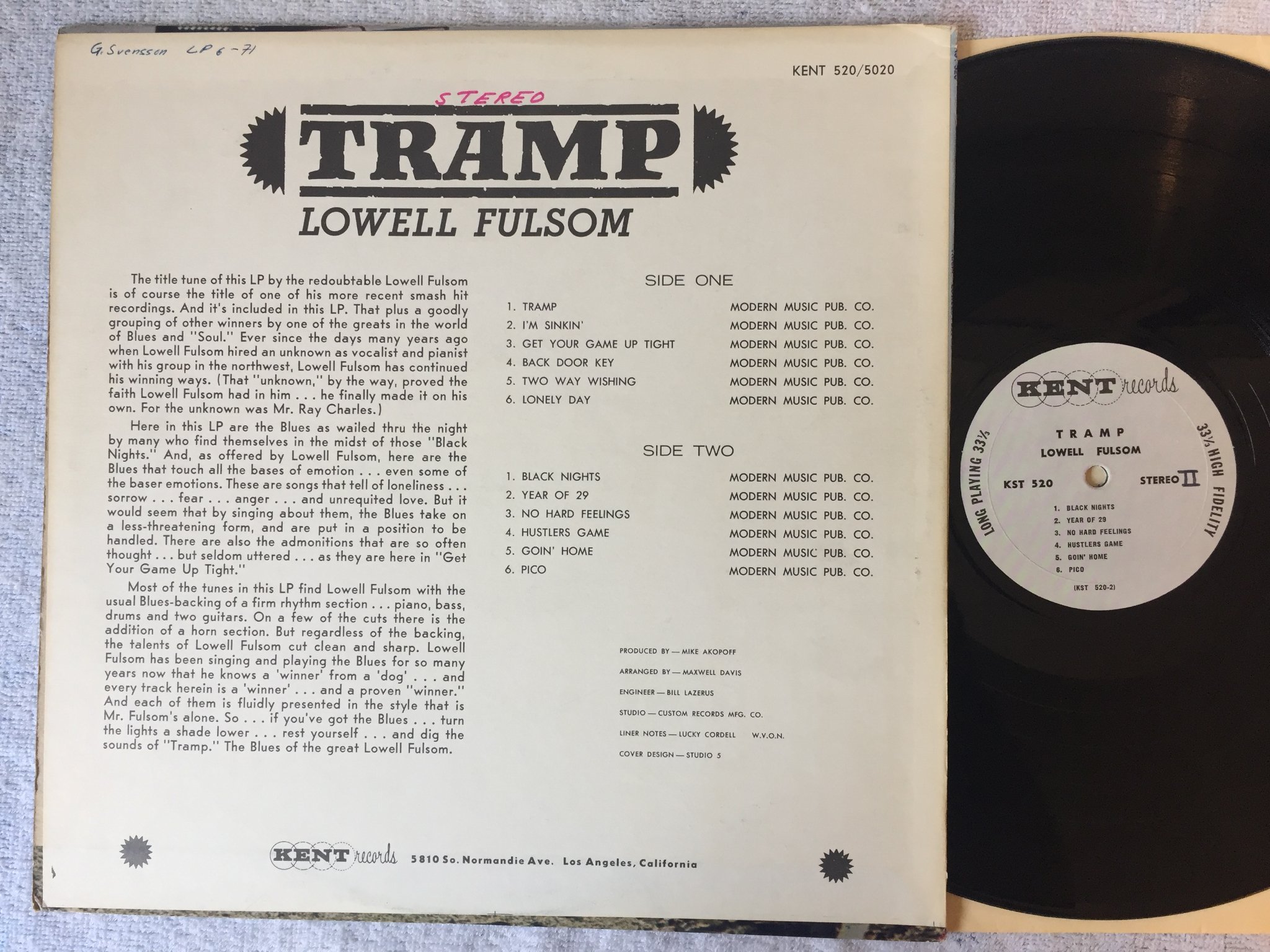 Omslagsbild för skivan LOWELL FULSOM tramp LP US KENT KST 520 funky blues