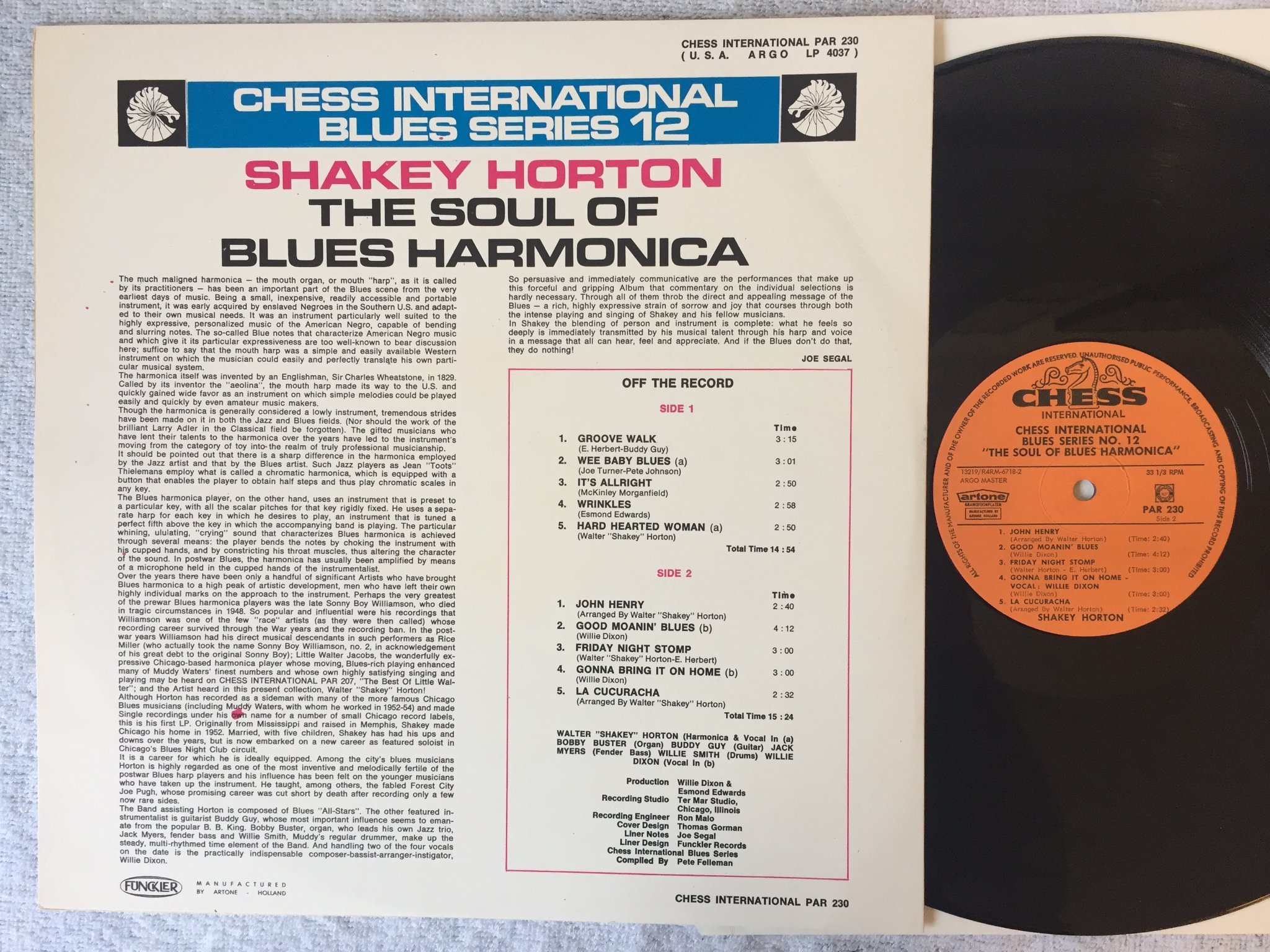 Omslagsbild för skivan SHAKEY HORTON The Soul Of Blues Harmonica LP Hol CHESS INT PAR 230