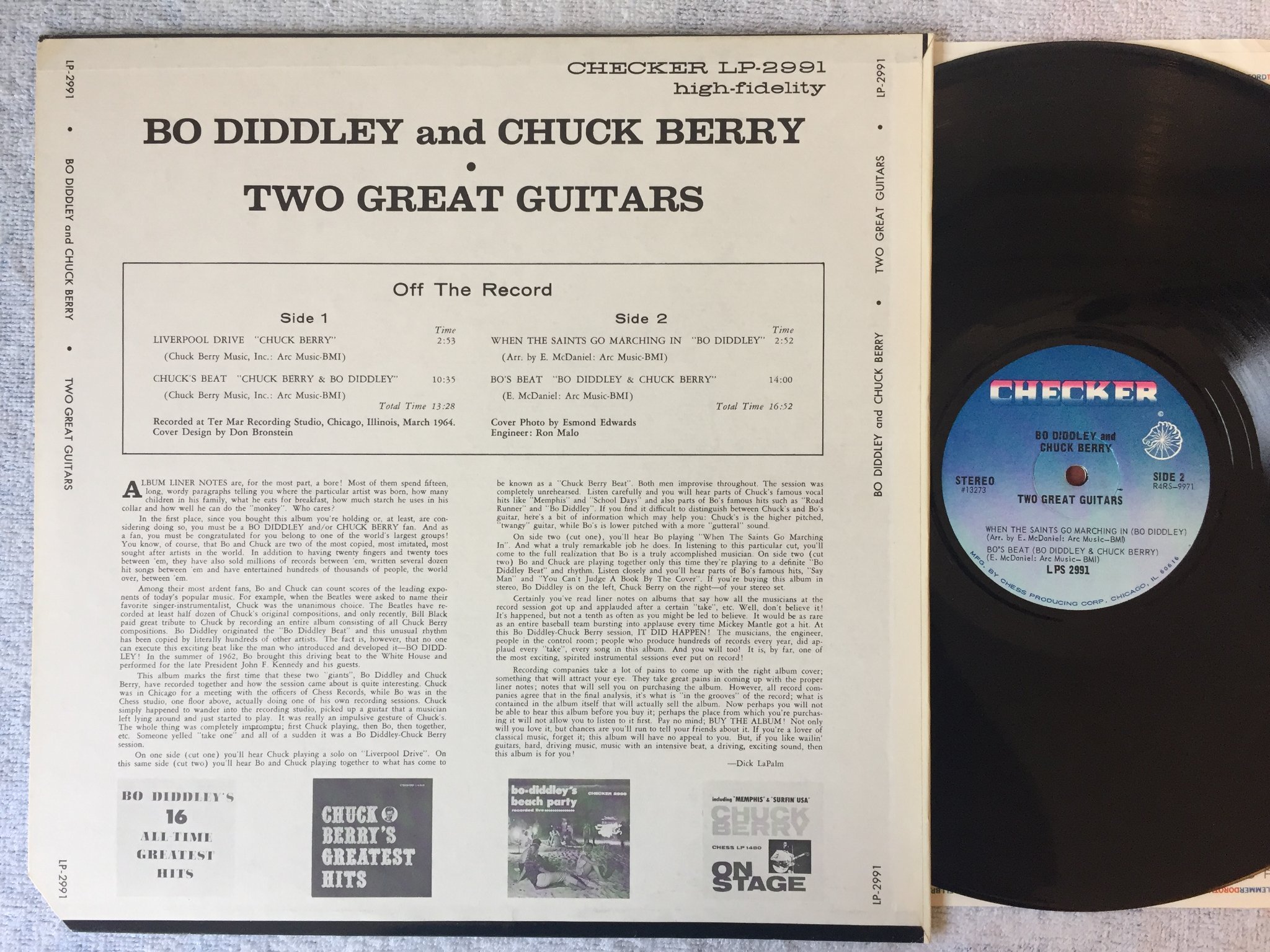 Omslagsbild för skivan BO DIDDLEY & CHUCK BERRY two great guitars LP re US CHECKER LPS-2991