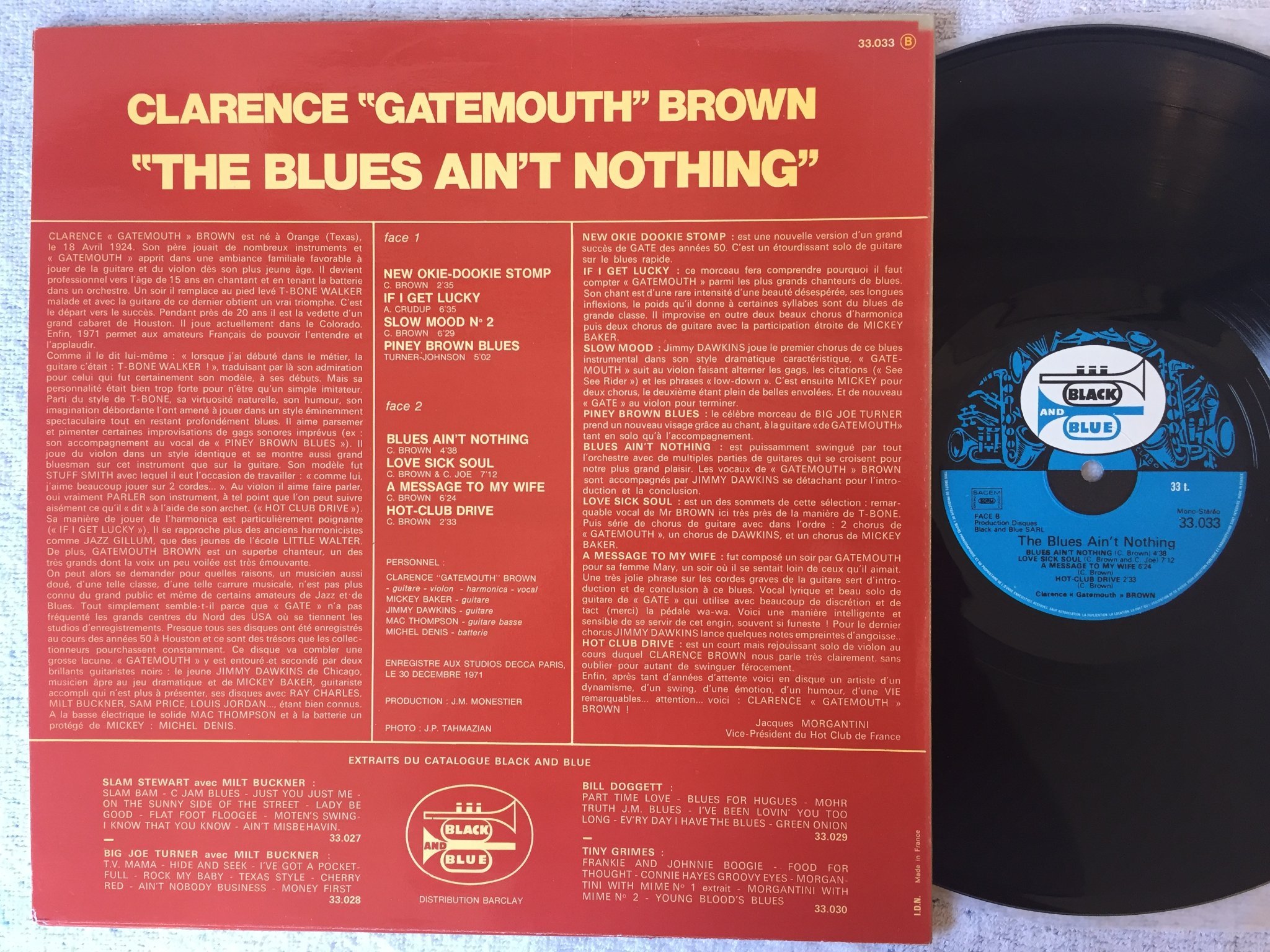 Omslagsbild för skivan CLARENCE "GATEMOUTH" BROWN The Blues Ain't Nothing LP -72 Fra 33033 