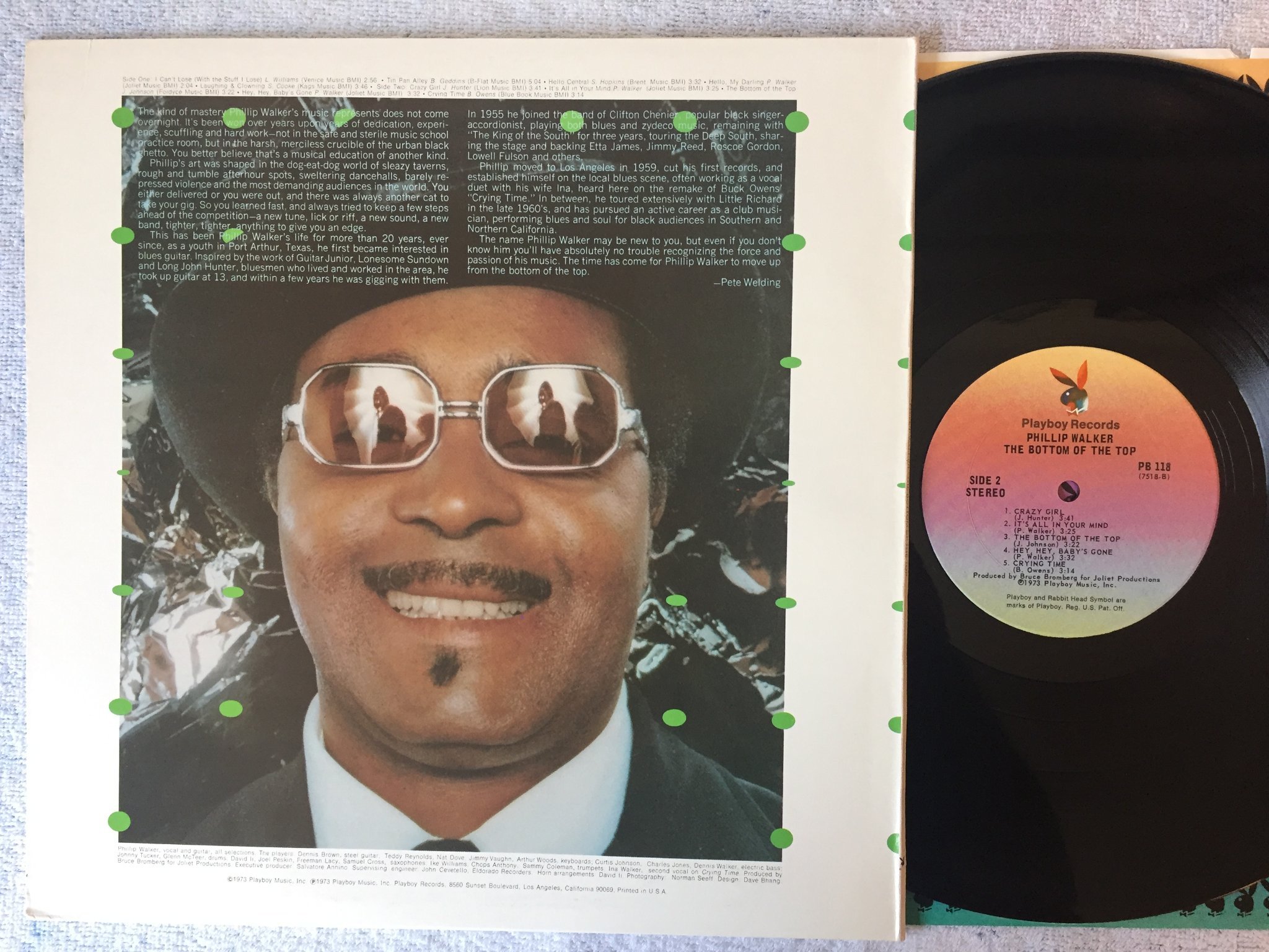 Omslagsbild för skivan PHILLIP WALKER the bottom of the top LP -73 US PLAYBOY PB 118