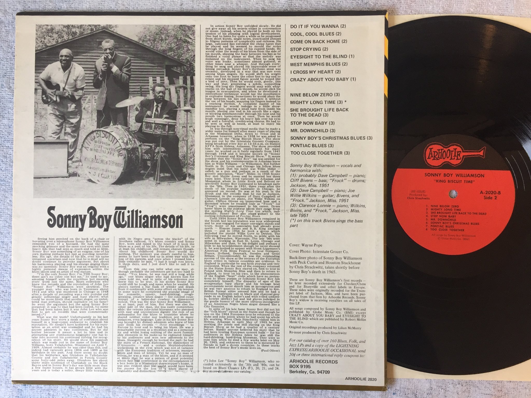 Omslagsbild för skivan SONNY BOY WILLIAMSON king biscuit time LP US ARHOOLIE A-2020