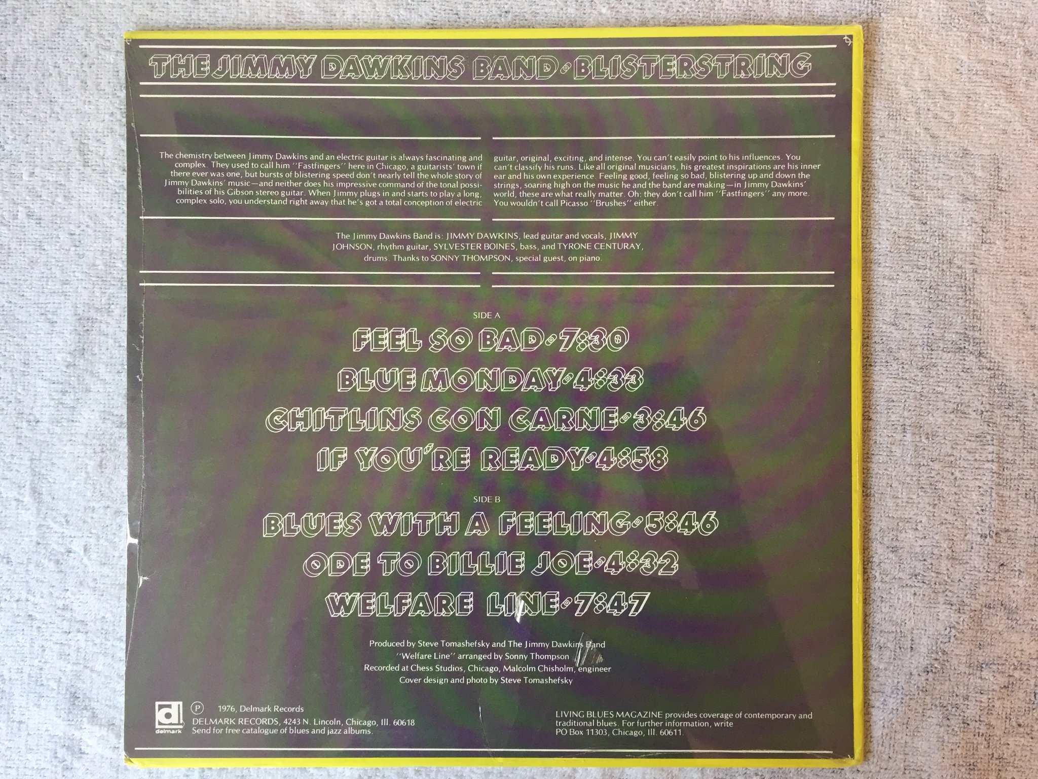 Omslagsbild för skivan THE JIMMY DAWKINGS BAND blisterstring LP -76 US DELMARK DS 641 STILL SEALED