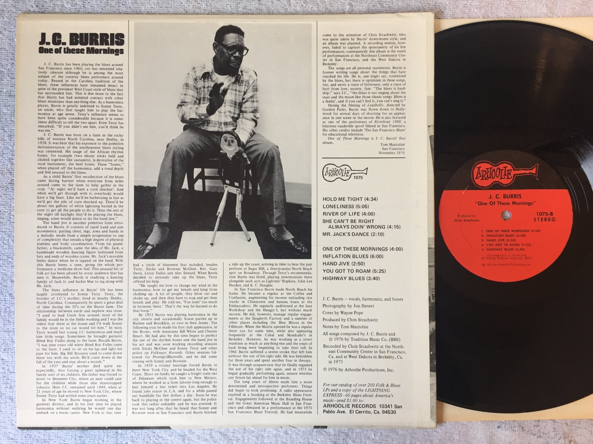 Omslagsbild för skivan J.C. BURRIS one of these mornings LP -76 US ARHOOLIE 1075