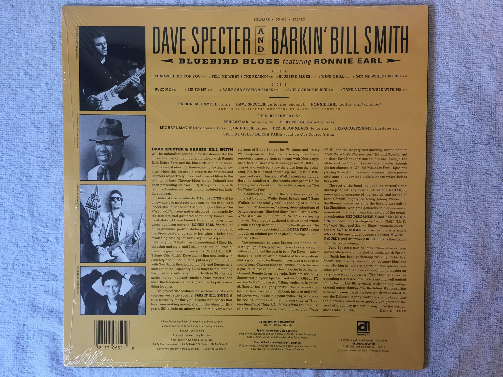 Omslagsbild för skivan DAVE SPECTER & BARKIN' BILL SMITH blue bird blues LP -91 US DELMARK Sealed