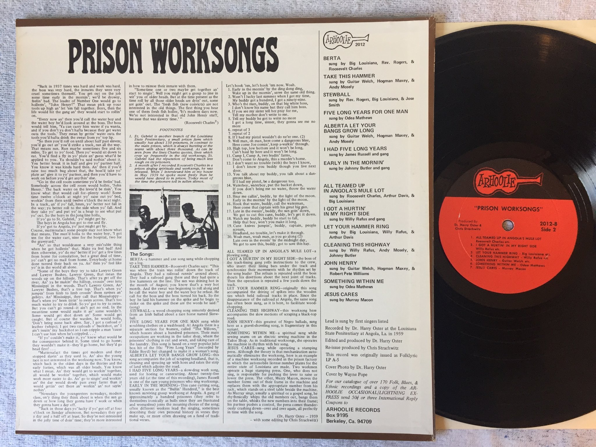 Omslagsbild för skivan V/A prison worksong LP US ARHOOLIE 2012