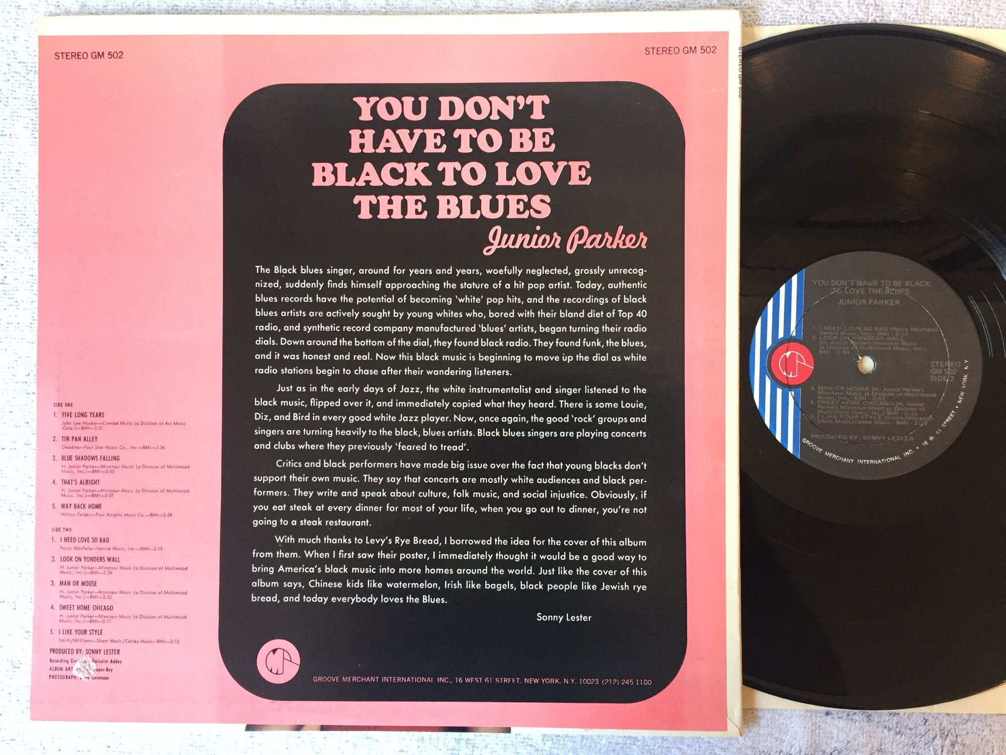 Omslagsbild för skivan JUNIOR PARKER you don't have to be black... LP US GROOVE MERCHANT GM 502