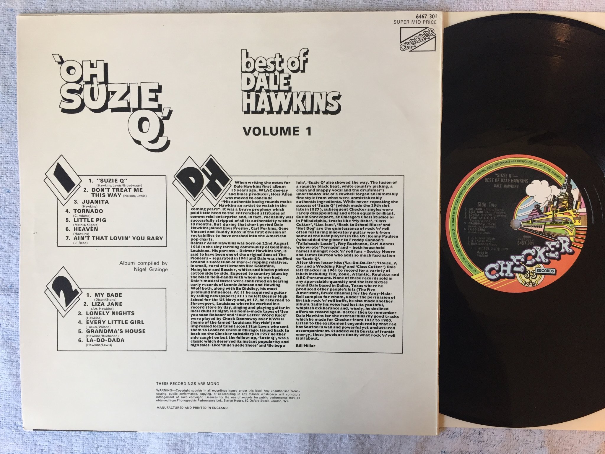 Omslagsbild för skivan DALE HAWKINS 'Oh Suzie Q' Best Of...vol 1 LP UK CHECKER 6467 301 ROCK N ROLL