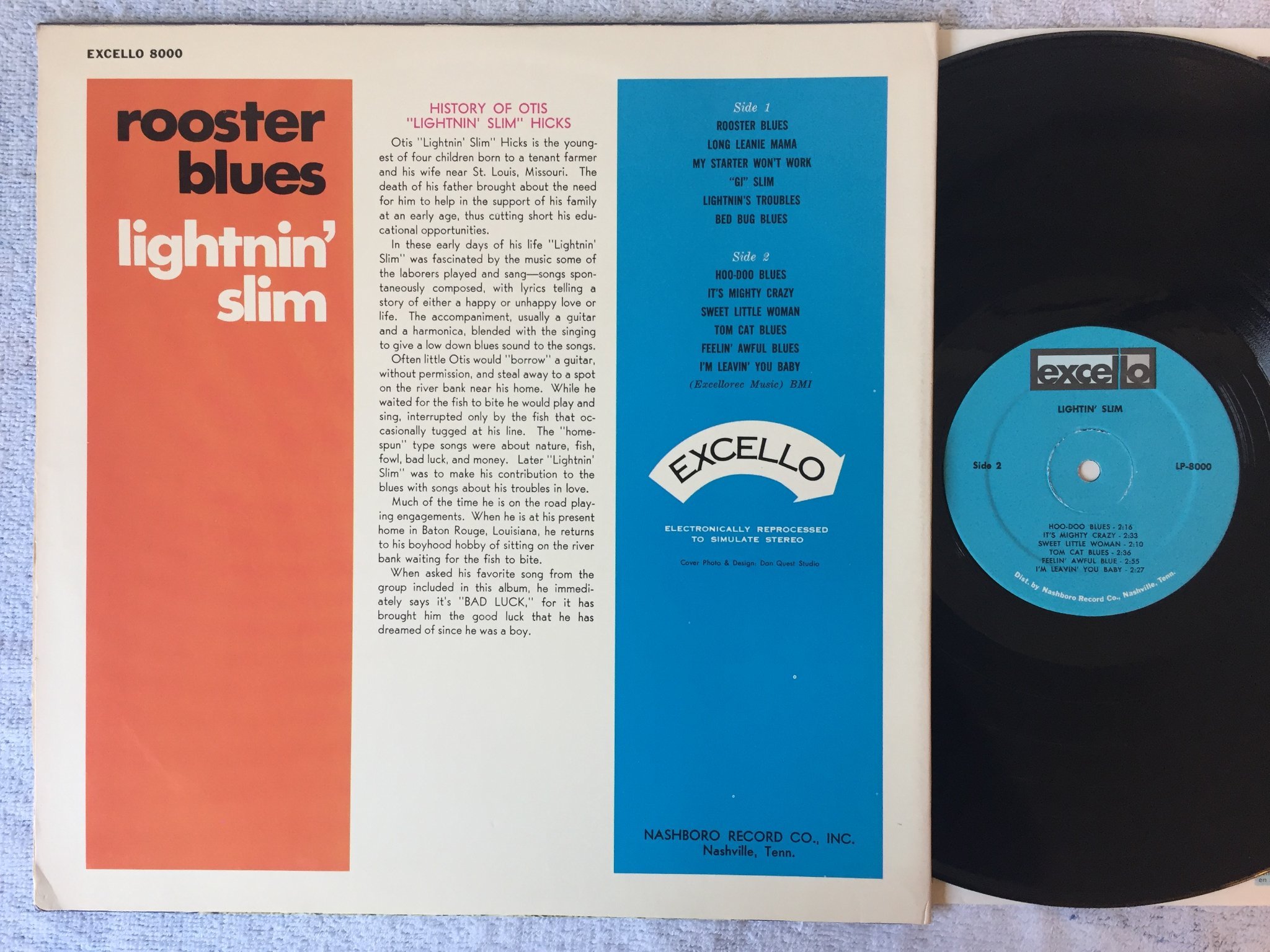 Omslagsbild för skivan LIGHTNIN' SLIM rooster blues LP US EXCELLO LP-8000  