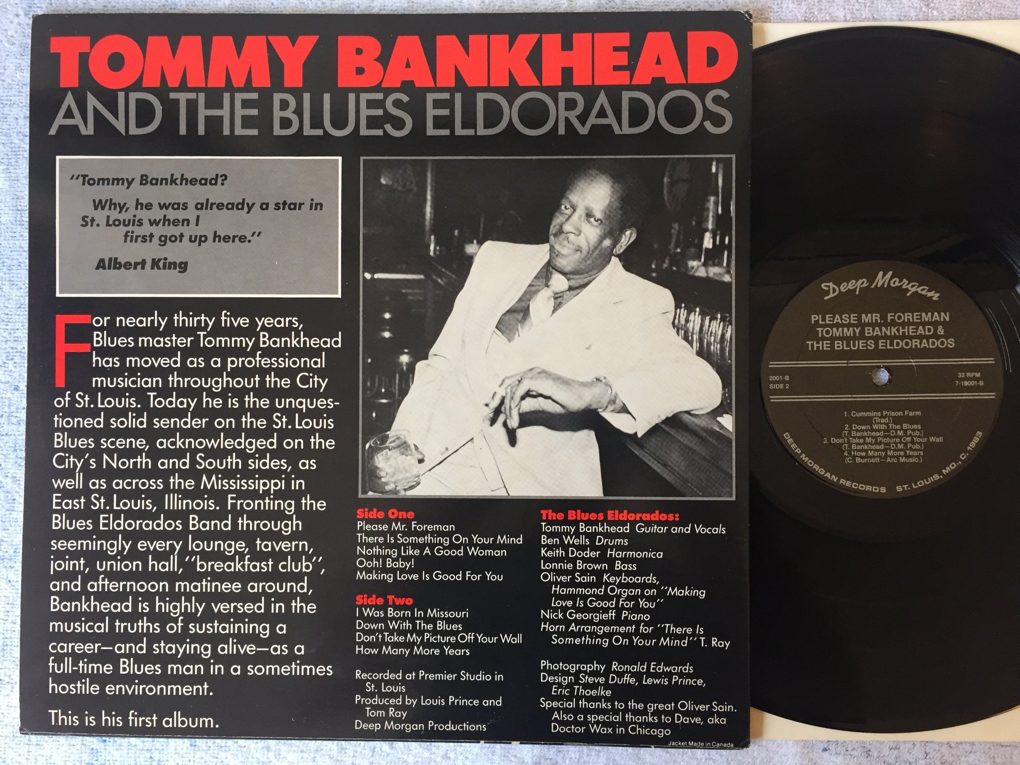 Omslagsbild för skivan TOMMY BANKHEAD & THE BLUES ELDORADOS  LP -83 US DEEP MORGAN 7-19001 blues