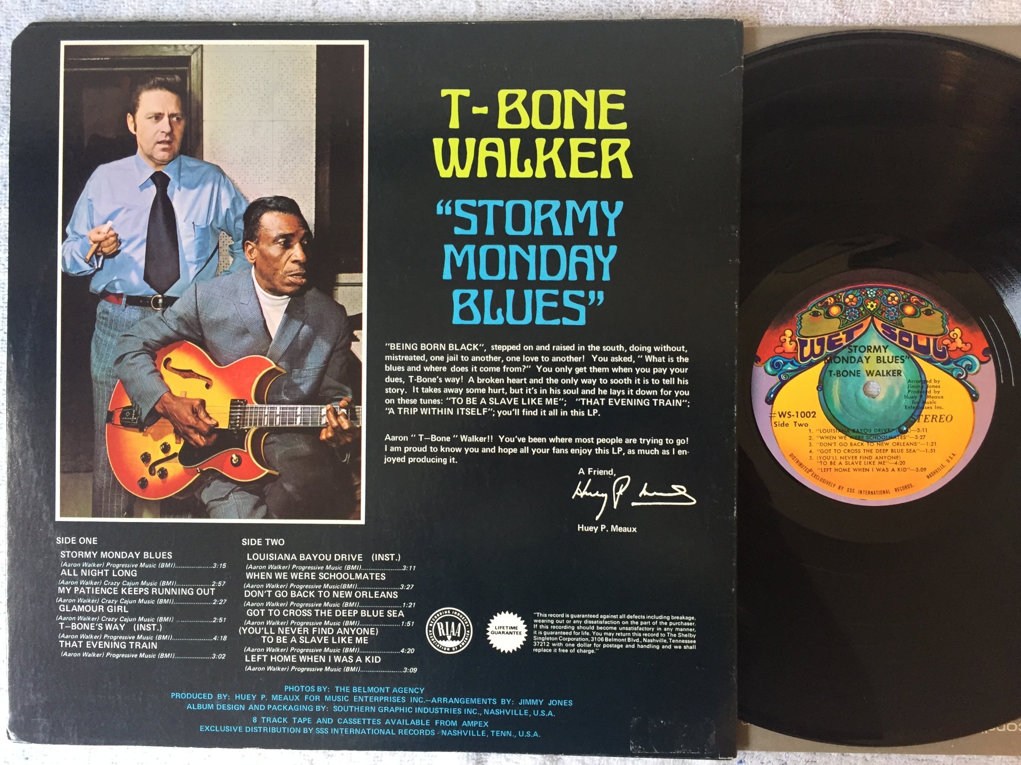 Omslagsbild för skivan T-BONE WALKER stormy monday blues LP -70 US WET SOUL WS-1002