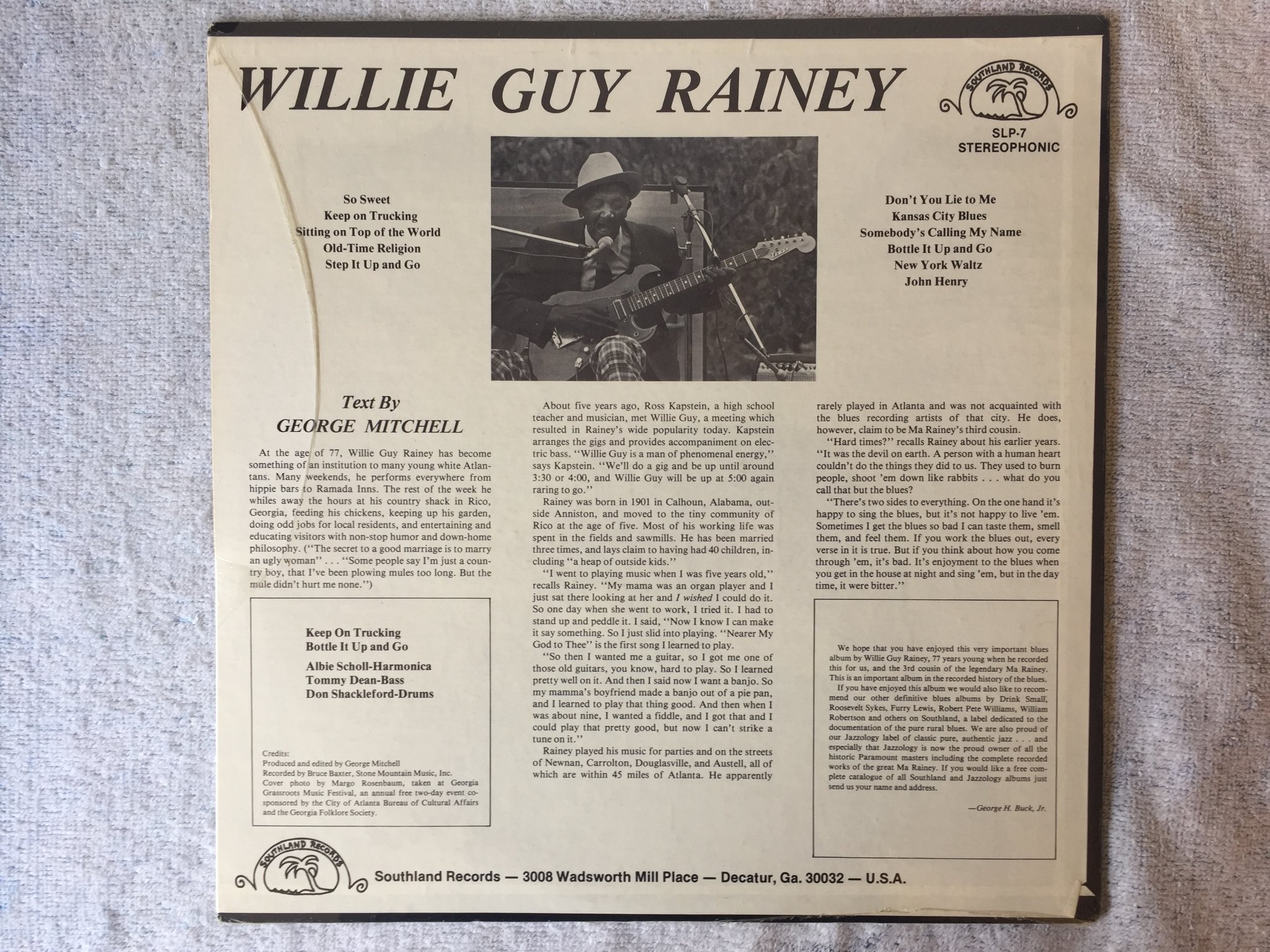 Omslagsbild för skivan WILLIE GUY RAINEY s/t LP -78 US SOUTHLAND SLP-7 partly sealed