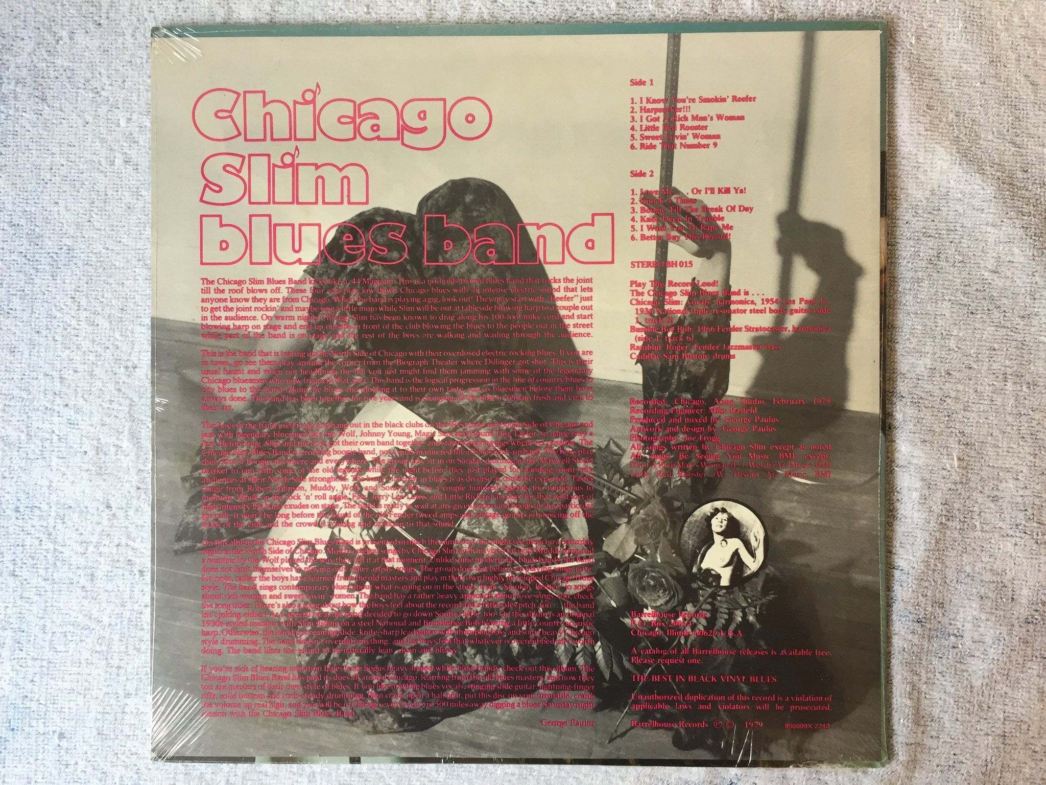 Omslagsbild för skivan CHICAGO SLIM BLUES BAND Love Me... LP -79 US barrelhouse BH-015 still sealed