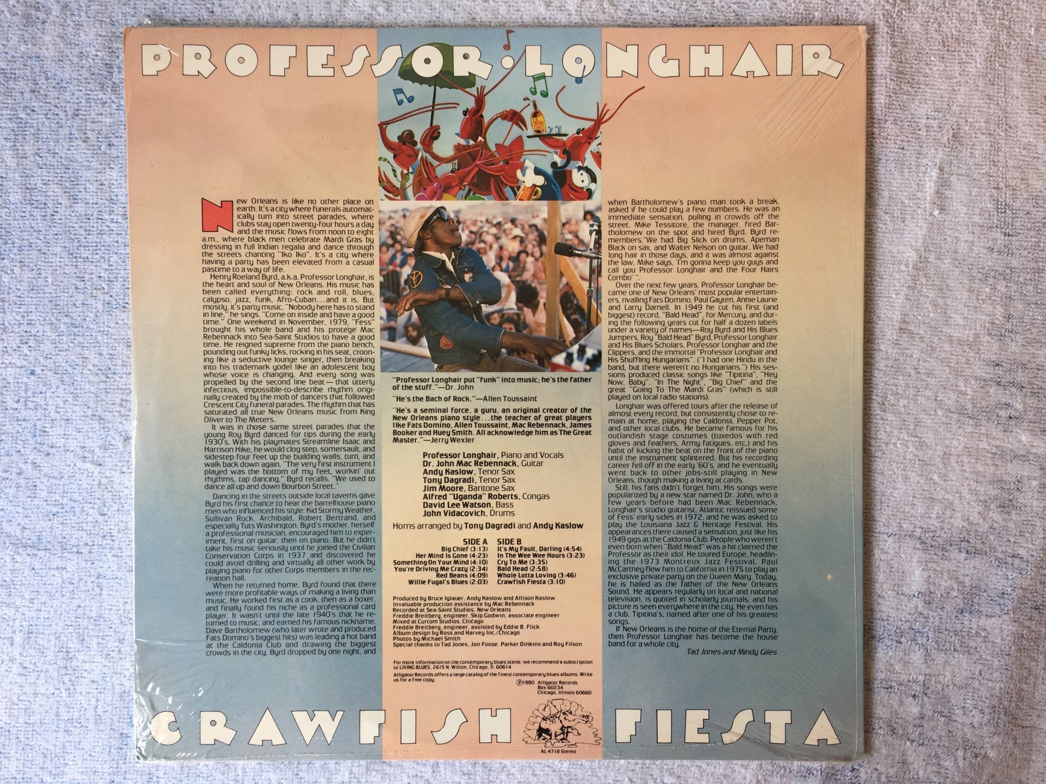 Omslagsbild för skivan PROFESSOR LONGHAIR Crawfish Fiesta LP -80 US AL 4718 Still sealed   